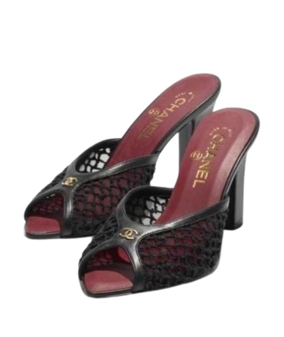 CHANEL Черные текстильные мюли, фото 3