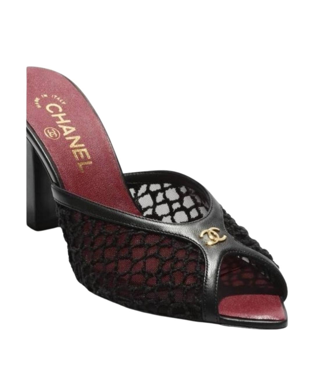 CHANEL Черные текстильные мюли, фото 2