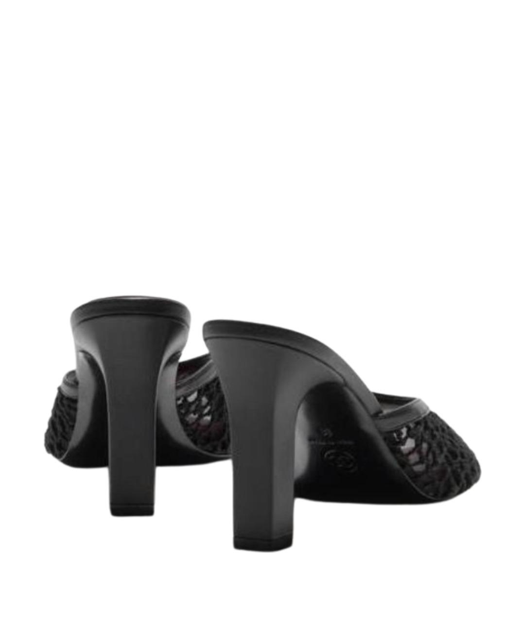 CHANEL Черные текстильные мюли, фото 4