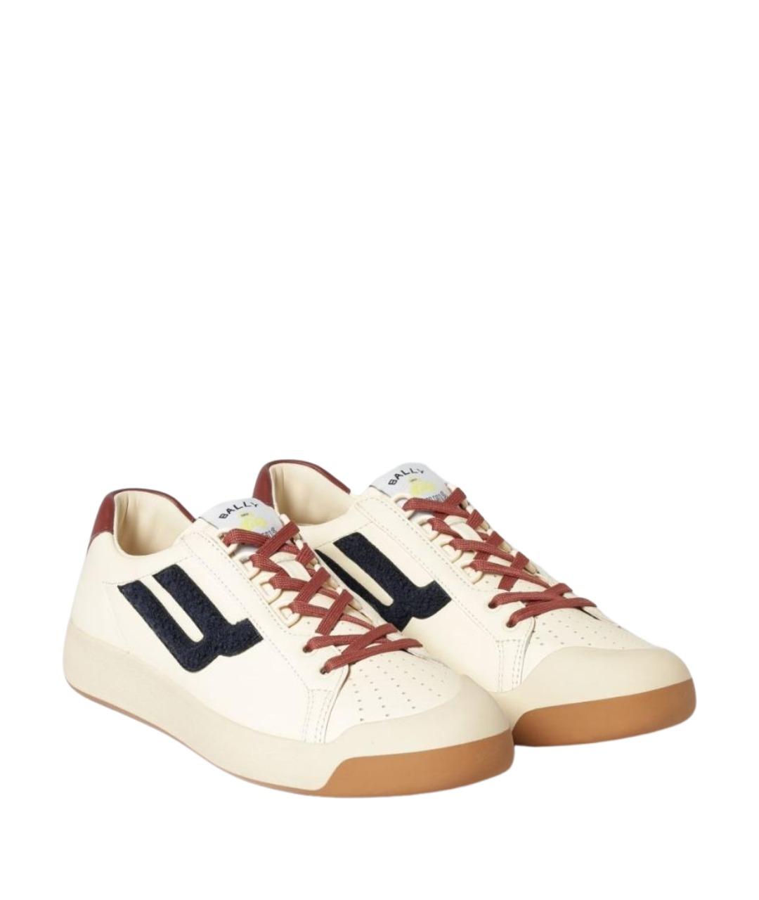 BALLY Бежевые кожаные низкие кроссовки / кеды, фото 2