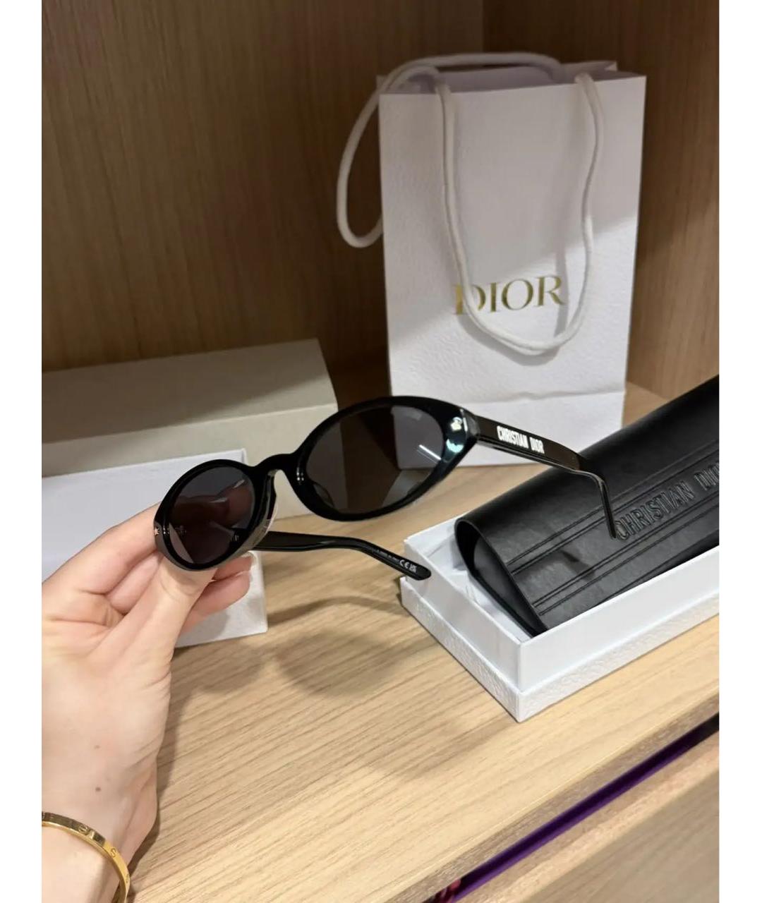 CHRISTIAN DIOR Черные пластиковые солнцезащитные очки, фото 2