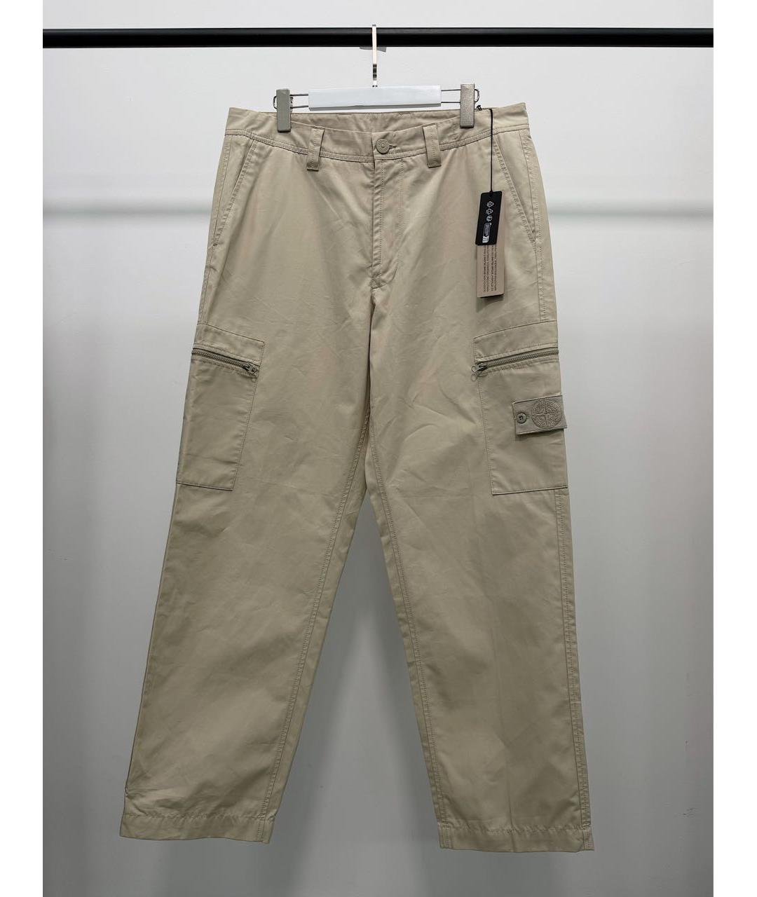 STONE ISLAND Бежевые хлопковые повседневные брюки, фото 5