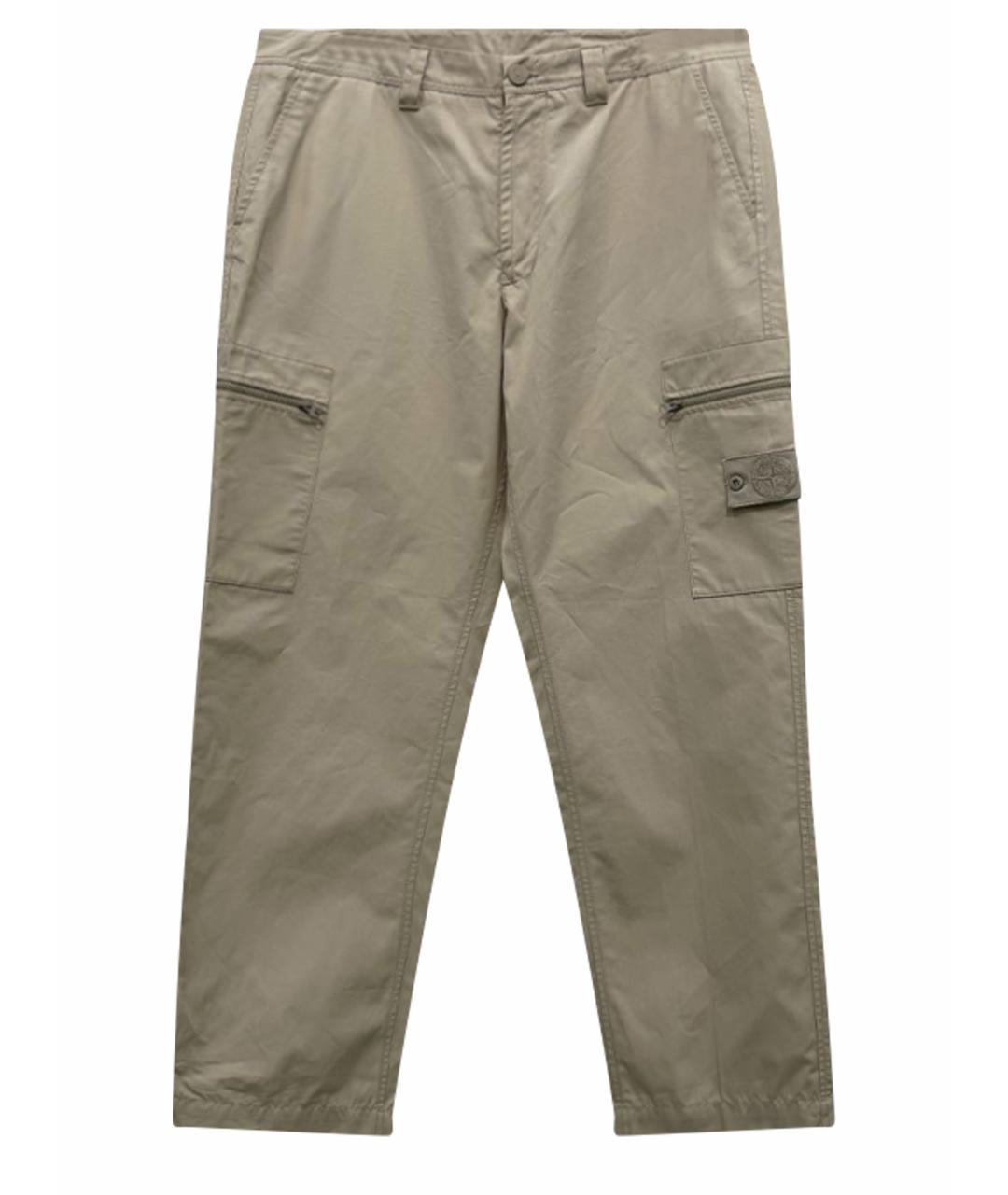 STONE ISLAND Бежевые хлопковые повседневные брюки, фото 1