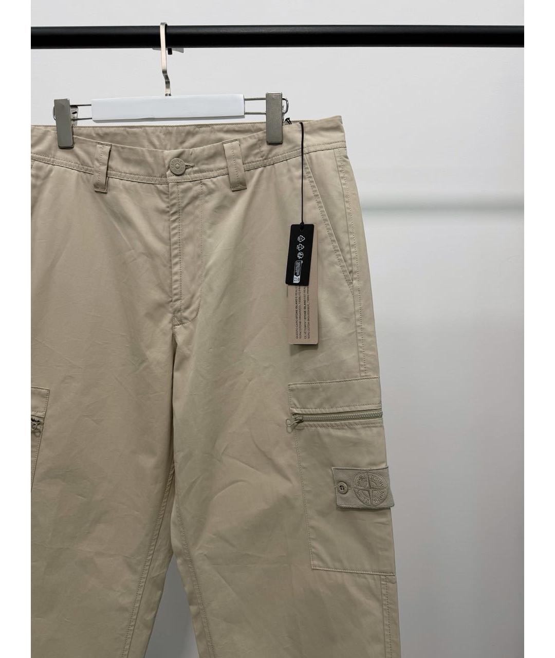 STONE ISLAND Бежевые хлопковые повседневные брюки, фото 2