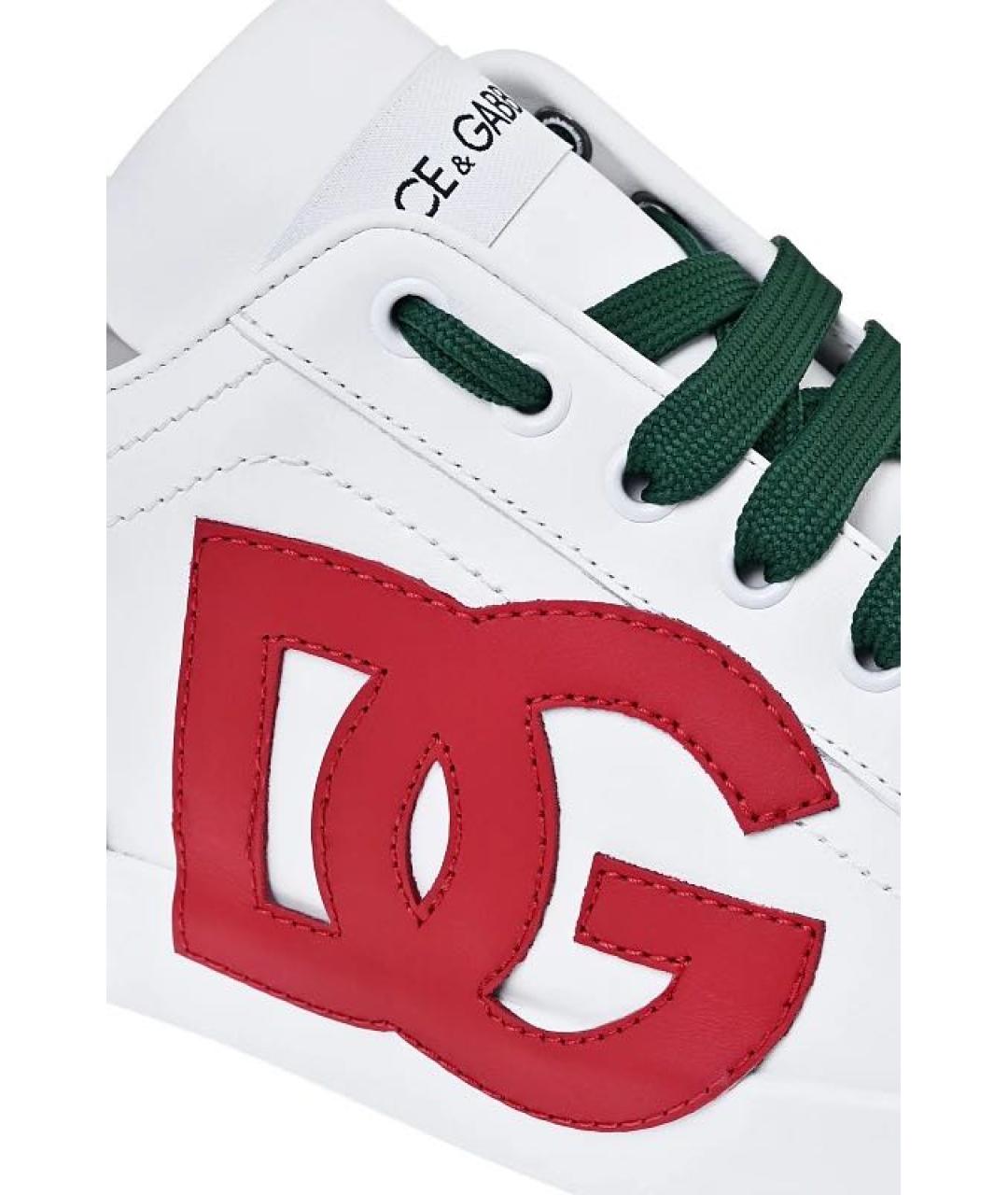 DOLCE&GABBANA Белые кожаные низкие кроссовки / кеды, фото 5