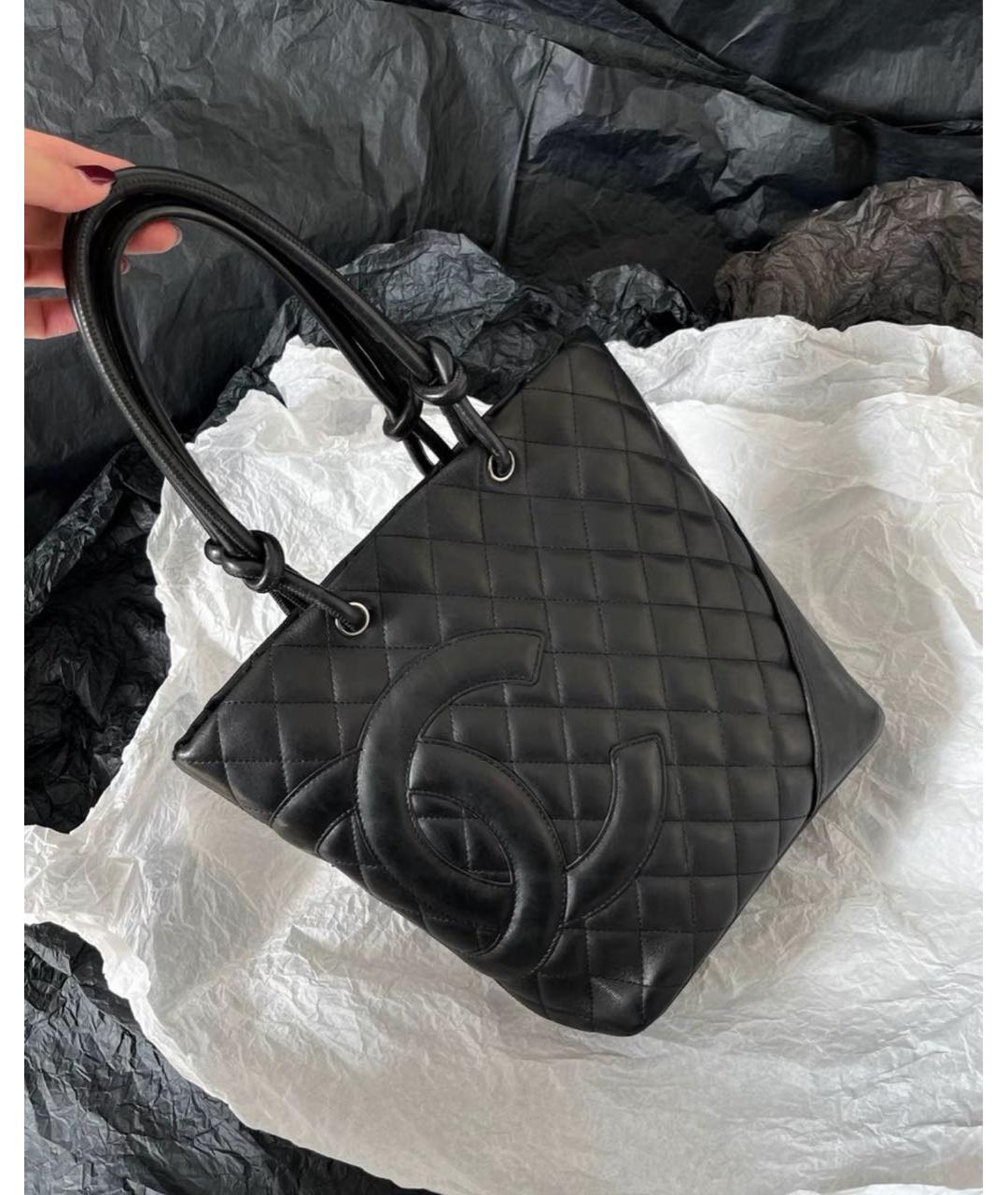 CHANEL Черная кожаная сумка тоут, фото 9