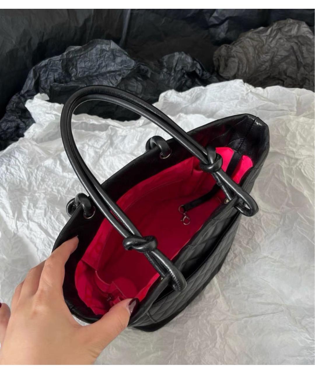 CHANEL Черная кожаная сумка тоут, фото 6