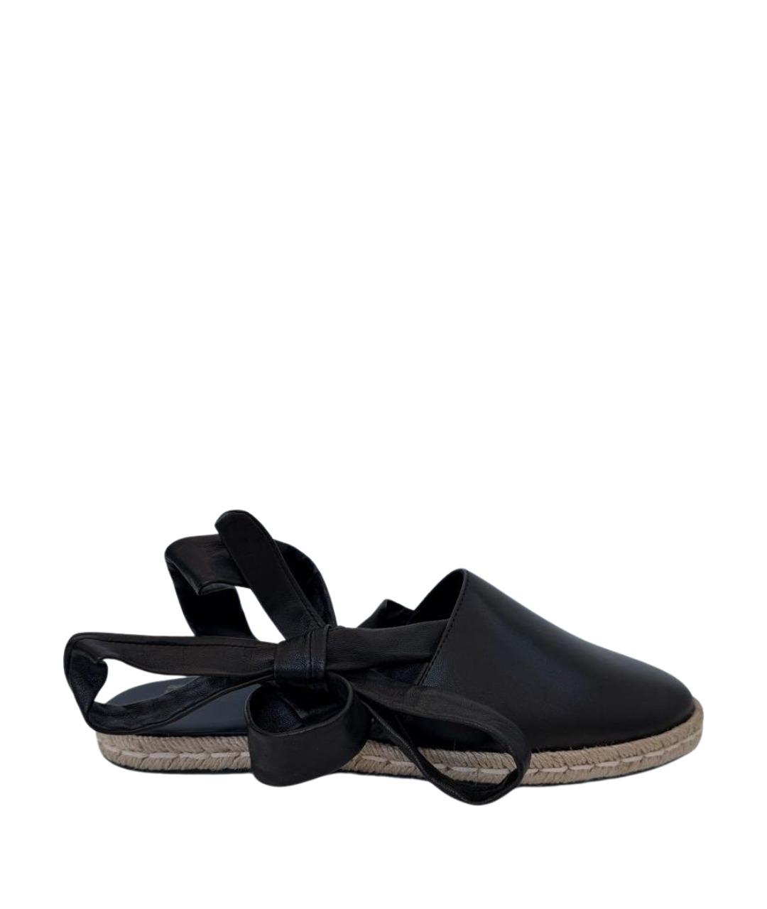 MONCLER Черные кожаные эспадрильи, фото 1