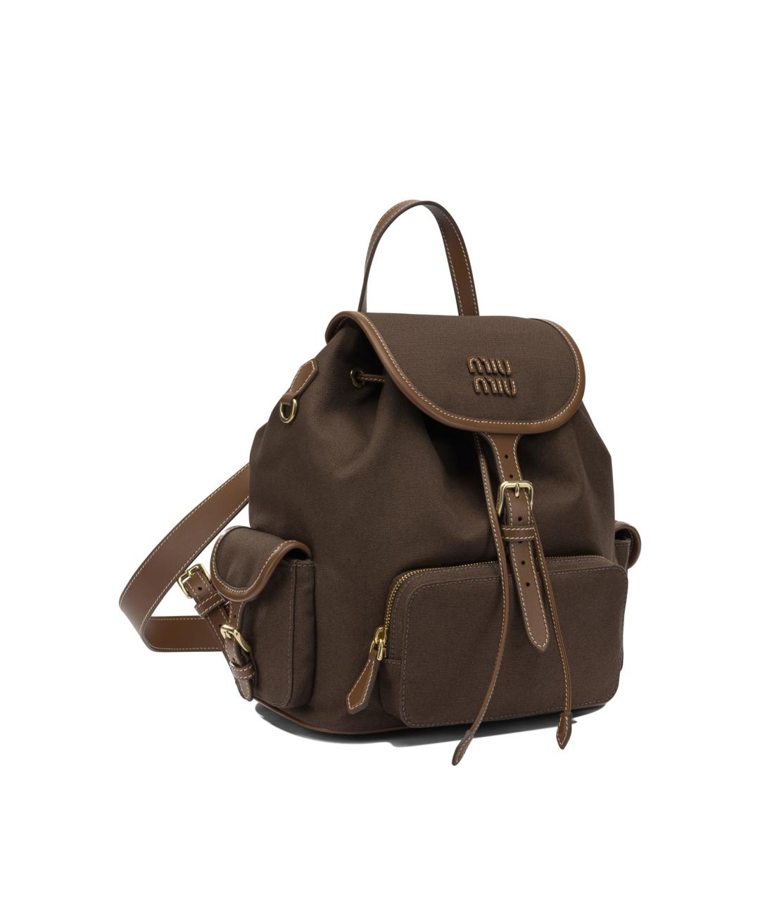 MIU MIU Коричневый хлопковый рюкзак, фото 2