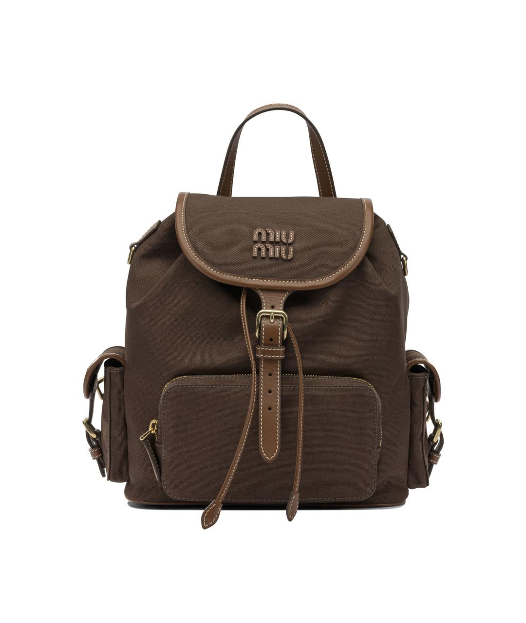 MIU MIU Коричневый хлопковый рюкзак, фото 1