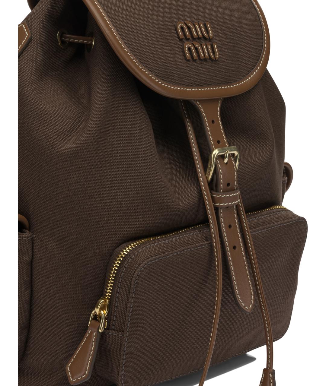 MIU MIU Коричневый хлопковый рюкзак, фото 3