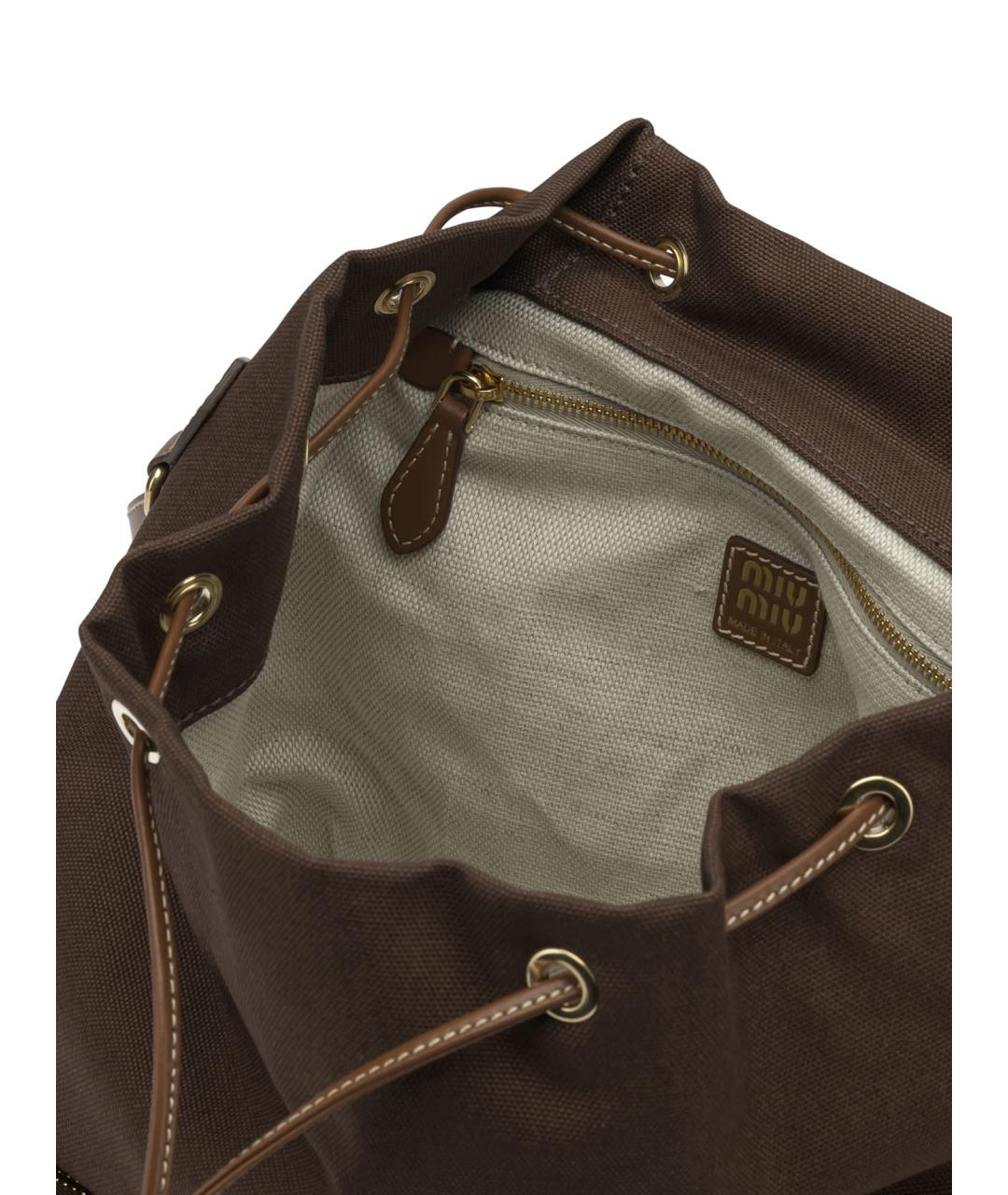 MIU MIU Коричневый хлопковый рюкзак, фото 4