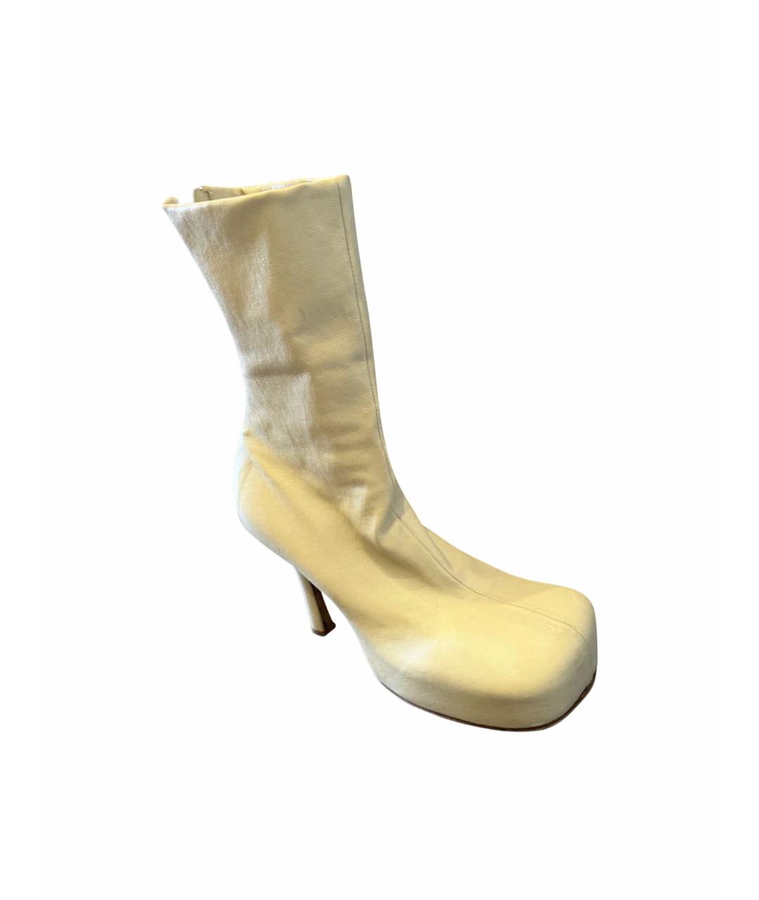 BOTTEGA VENETA Бежевые кожаные ботильоны, фото 1