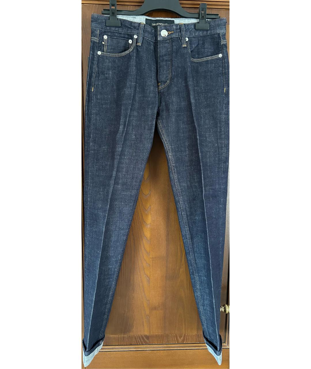 EMPORIO ARMANI Темно-синие хлопко-эластановые джинсы скинни, фото 7