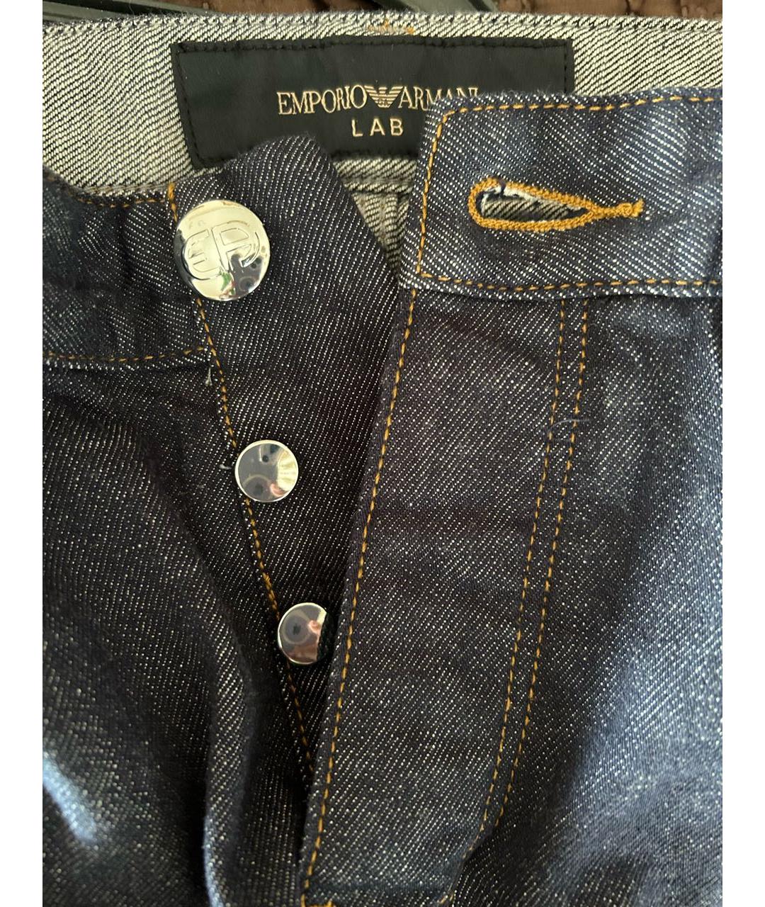 EMPORIO ARMANI Темно-синие хлопко-эластановые джинсы скинни, фото 4