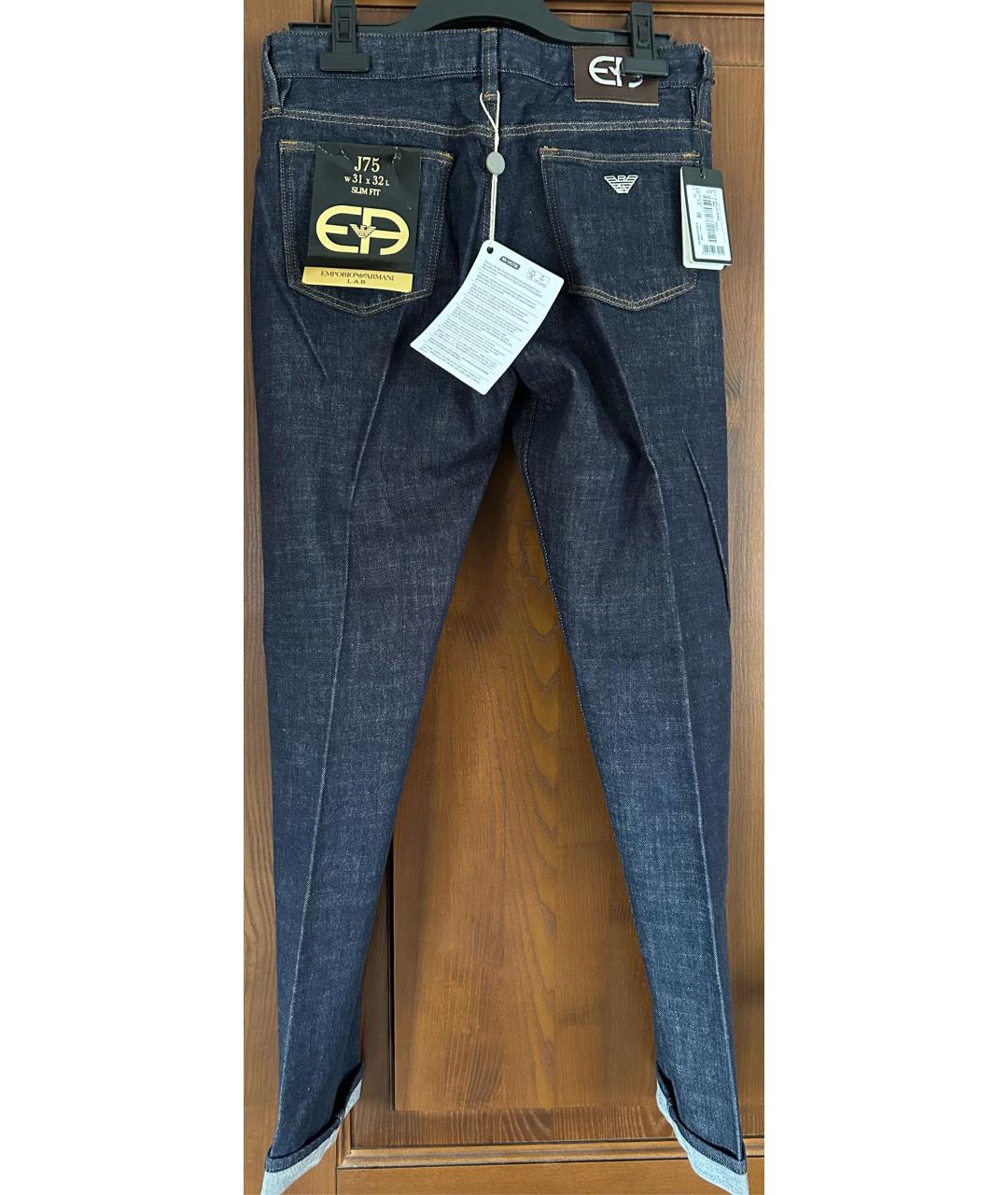 EMPORIO ARMANI Темно-синие хлопко-эластановые джинсы скинни, фото 2
