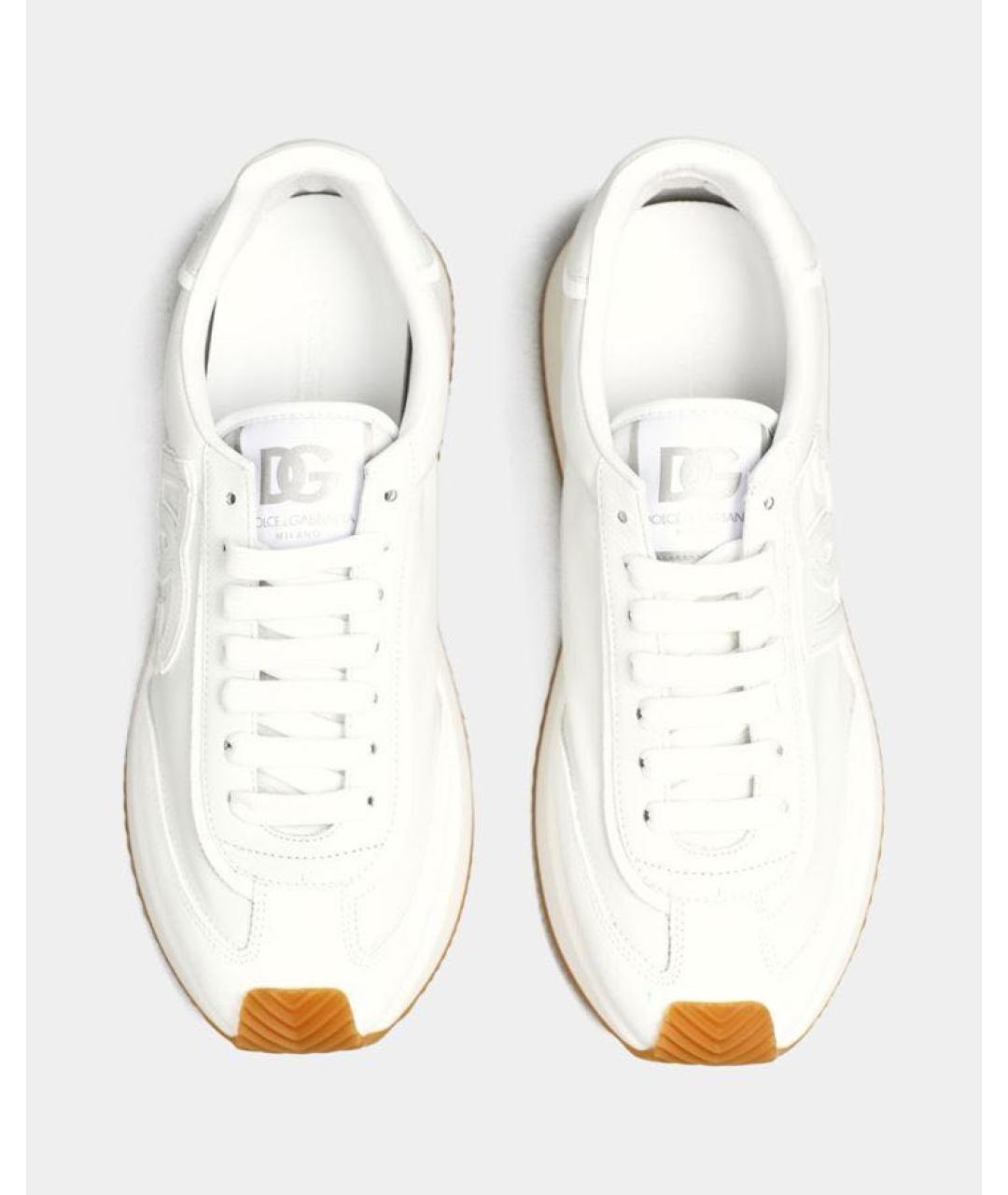 DOLCE&GABBANA Белые кожаные низкие кроссовки / кеды, фото 3