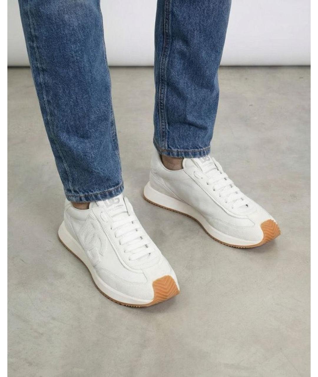 DOLCE&GABBANA Белые кожаные низкие кроссовки / кеды, фото 4