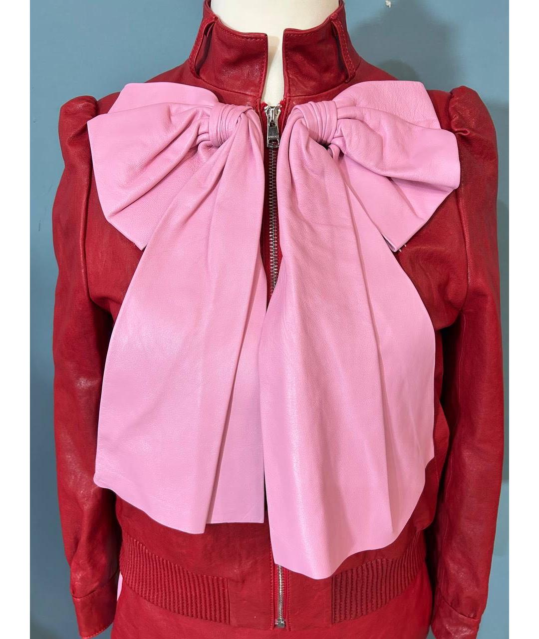 GUCCI Розовый кожаный костюм с юбками, фото 2