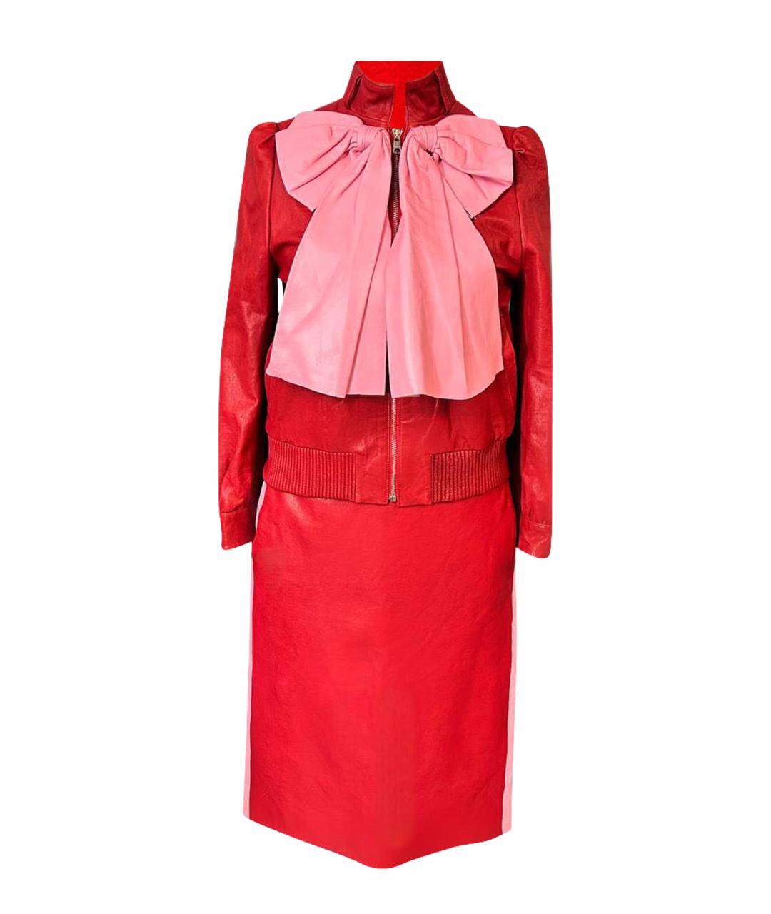 GUCCI Розовый кожаный костюм с юбками, фото 1