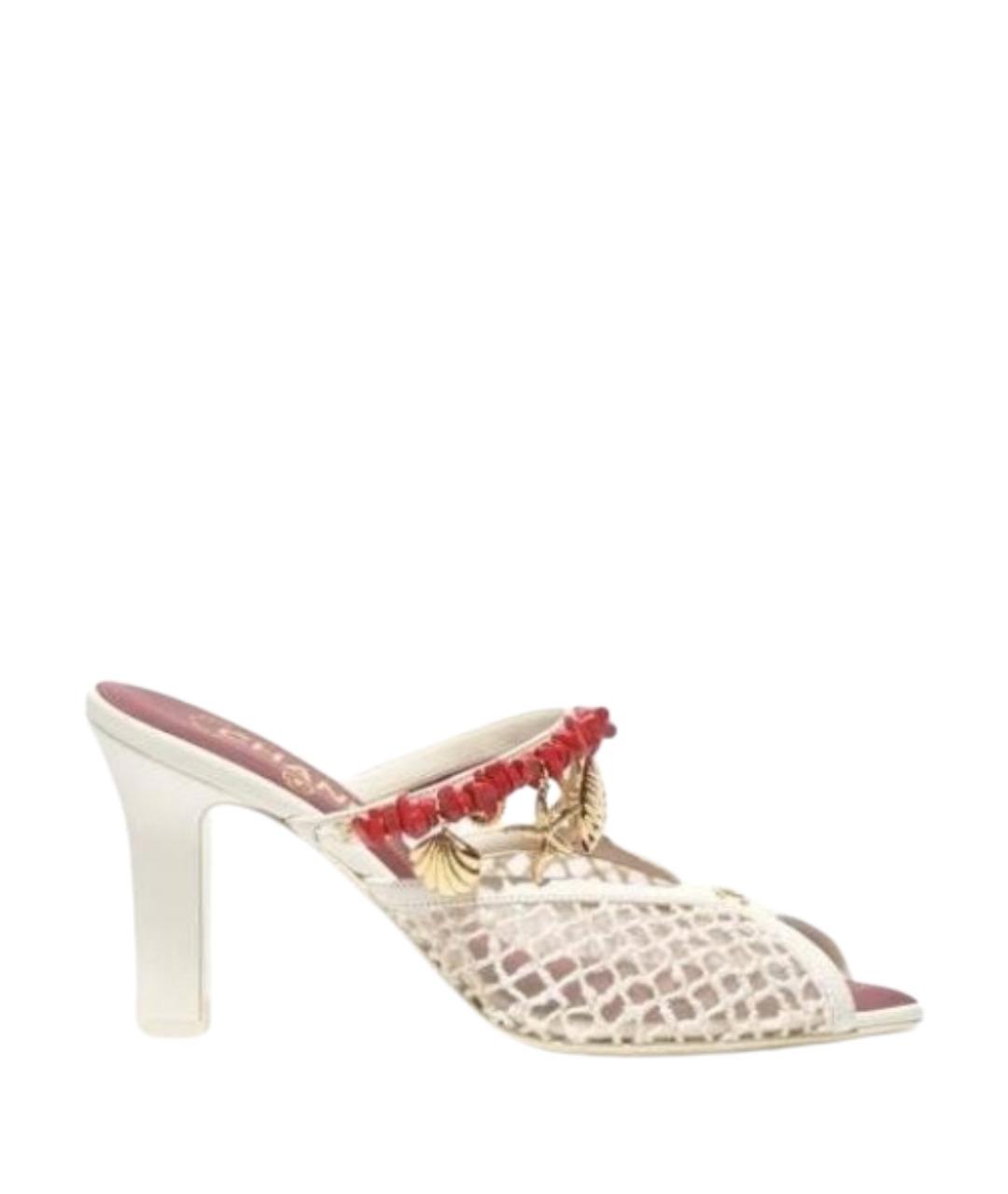 CHANEL Белые текстильные мюли, фото 1