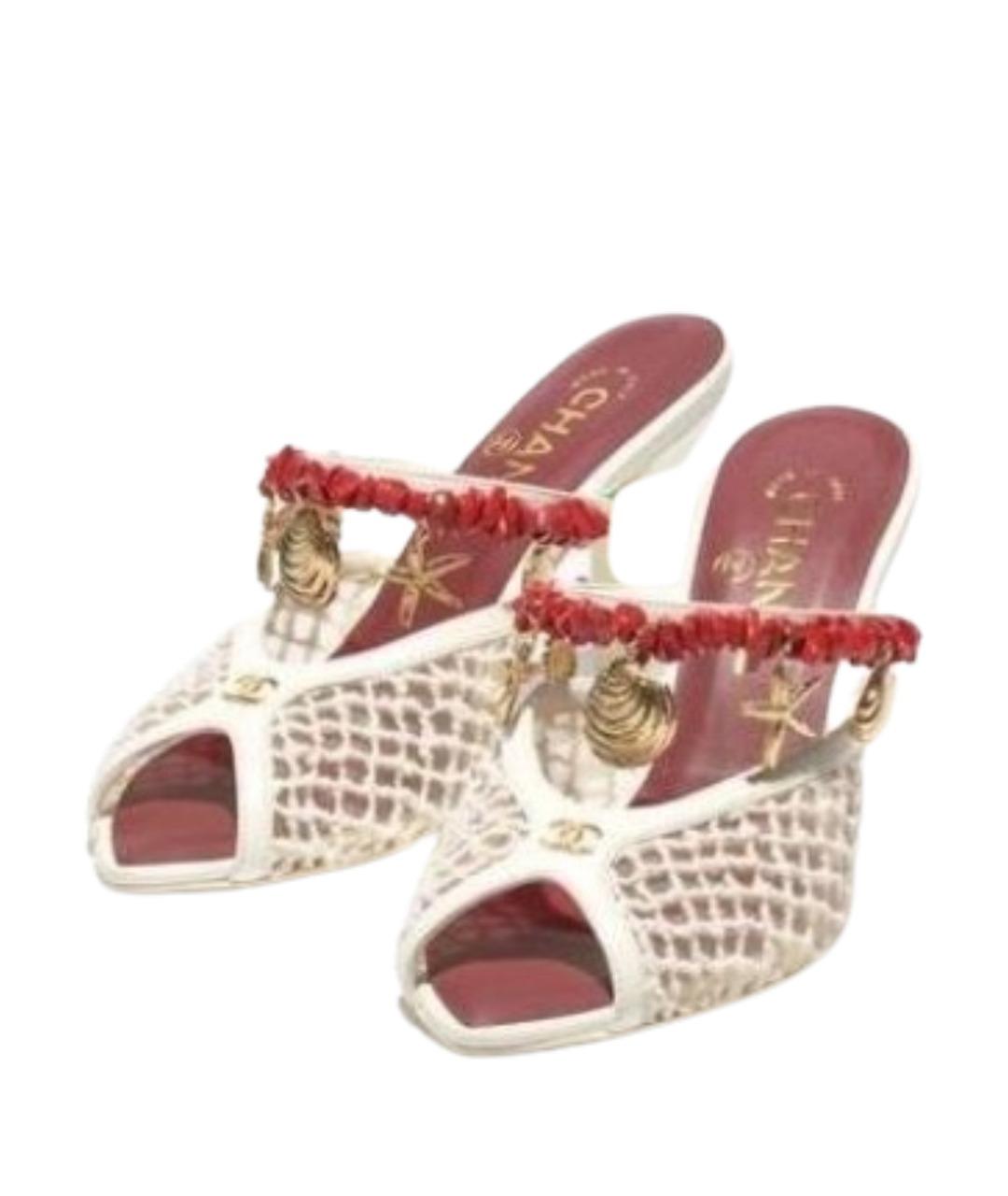 CHANEL Белые текстильные мюли, фото 3