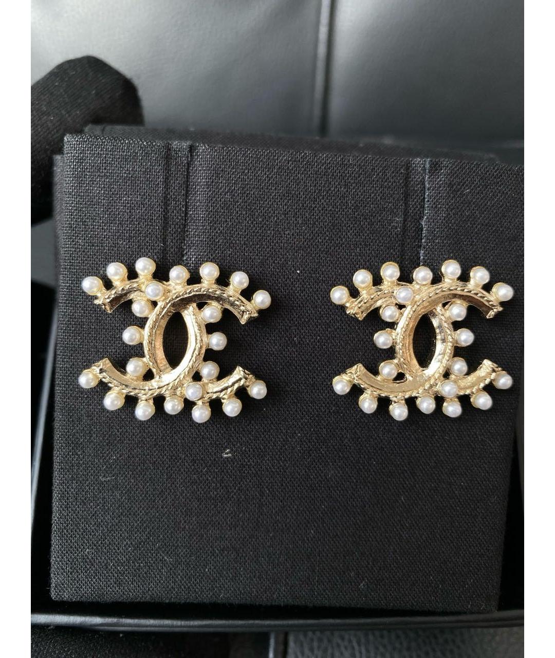 CHANEL Золотые металлические серьги, фото 5