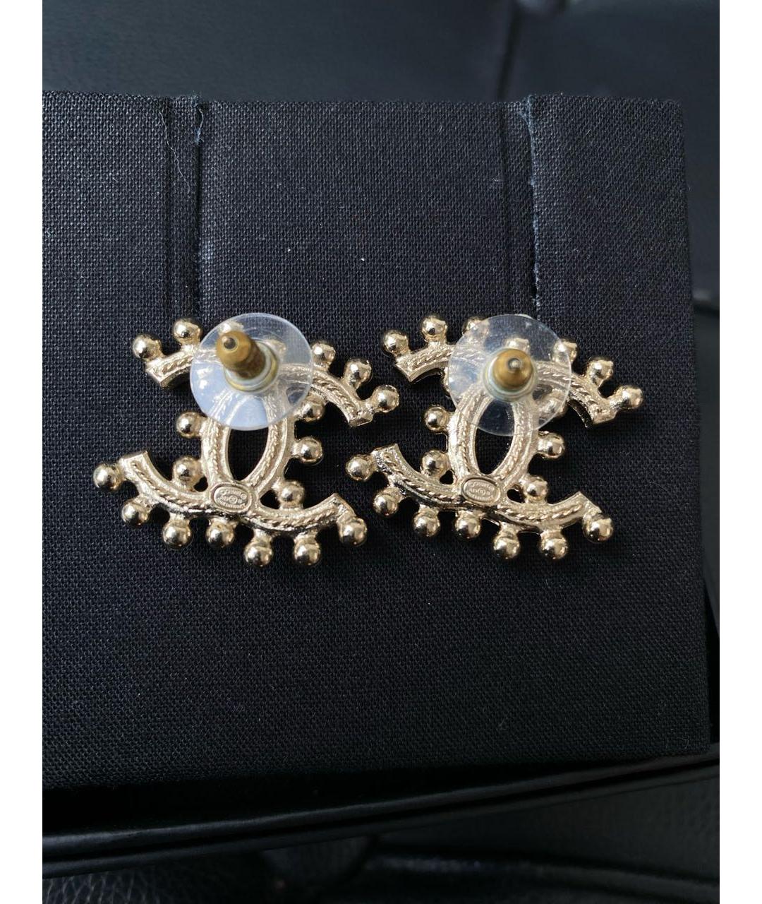 CHANEL Золотые металлические серьги, фото 3