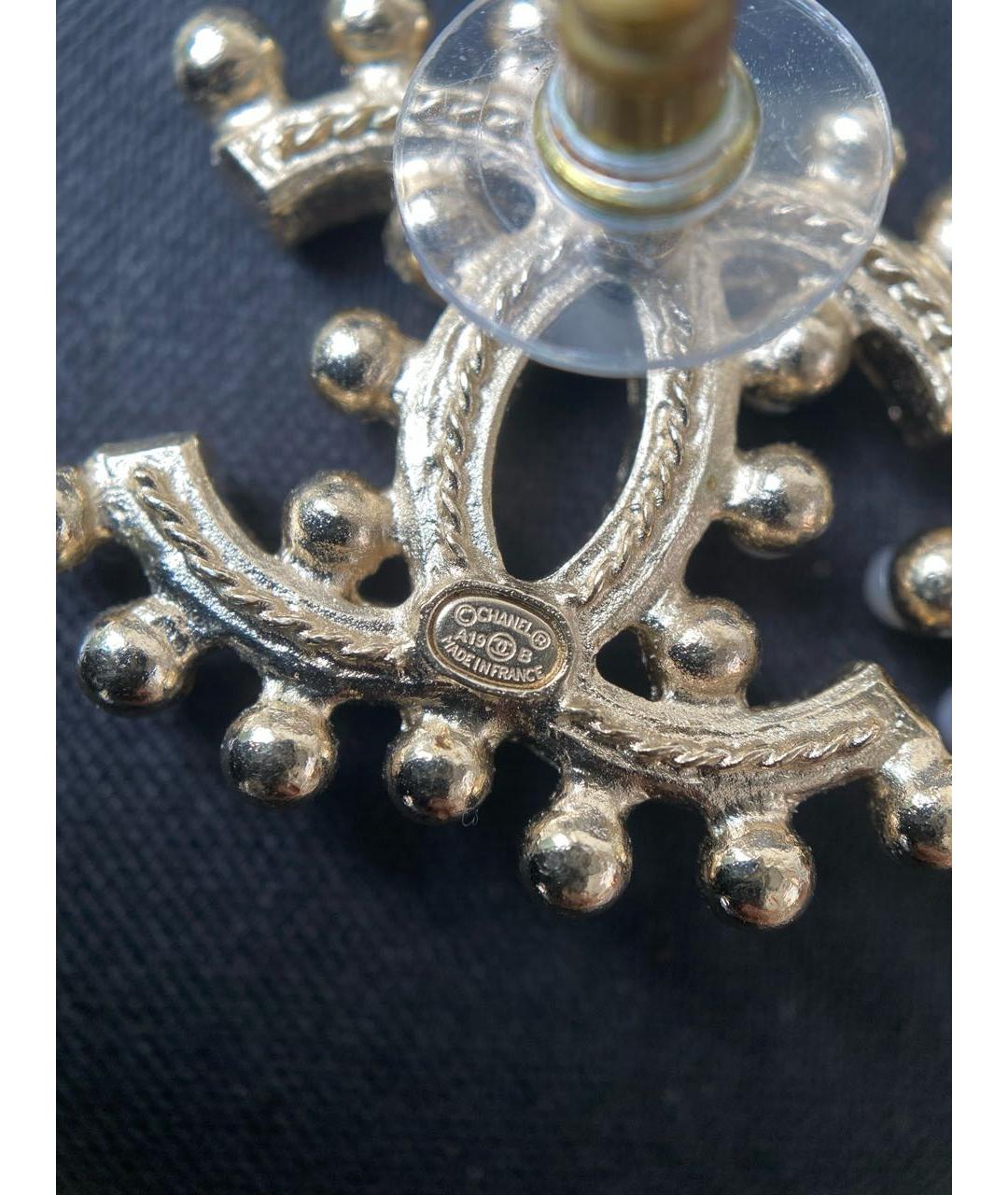 CHANEL Золотые металлические серьги, фото 4