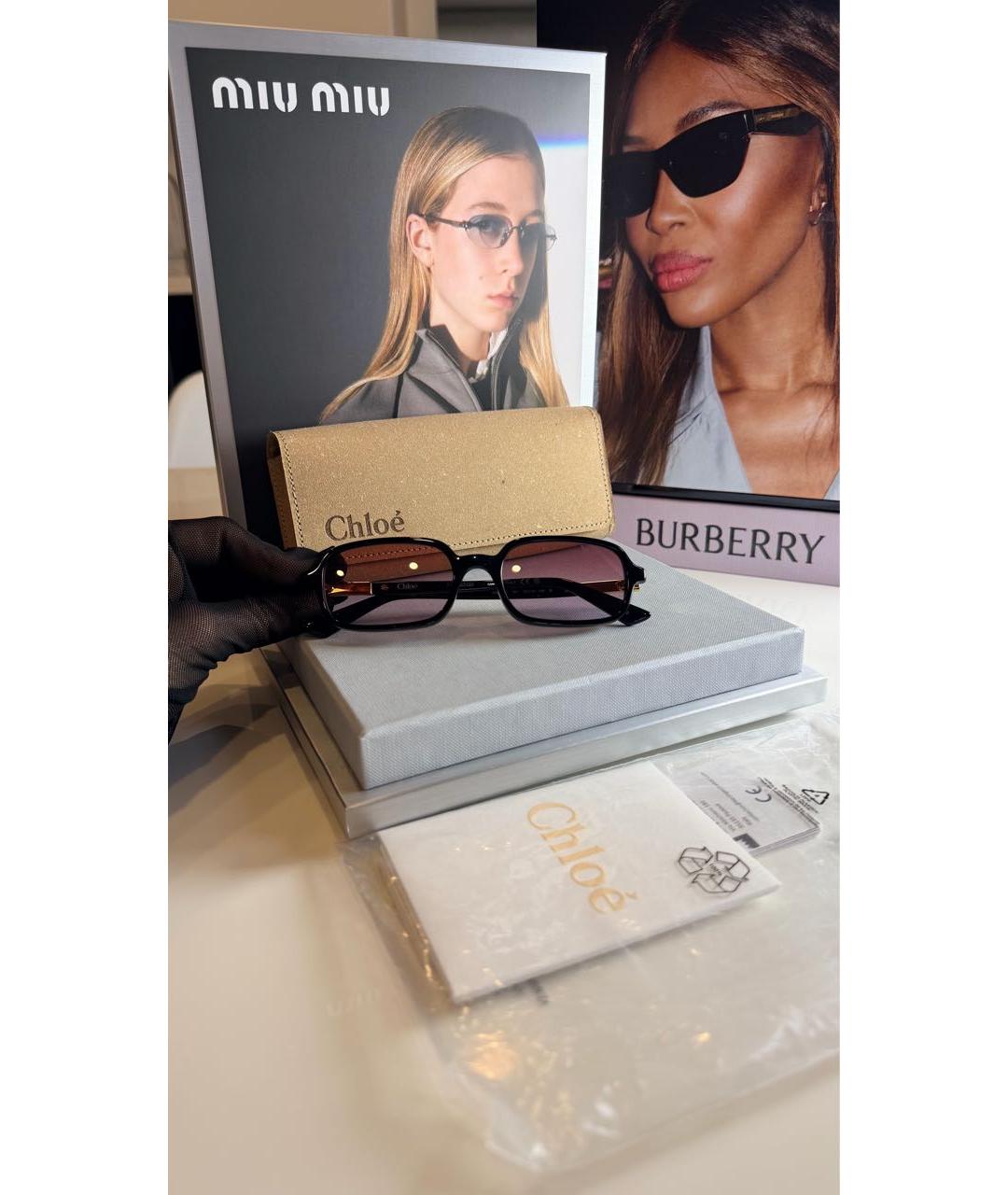 CHLOE Черные пластиковые солнцезащитные очки, фото 7