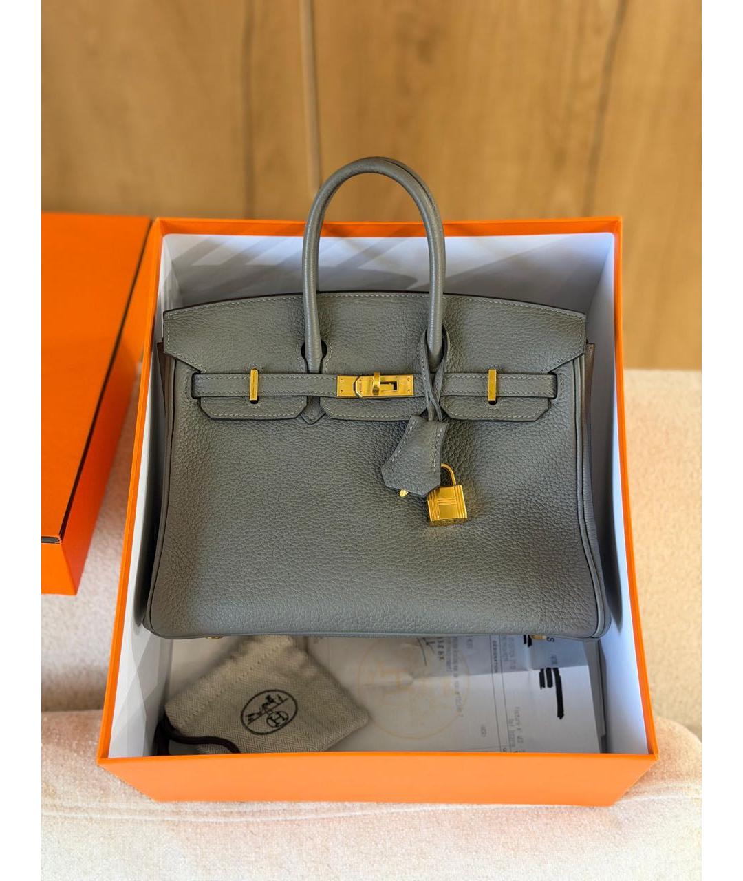 HERMES Серая кожаная сумка через плечо, фото 2