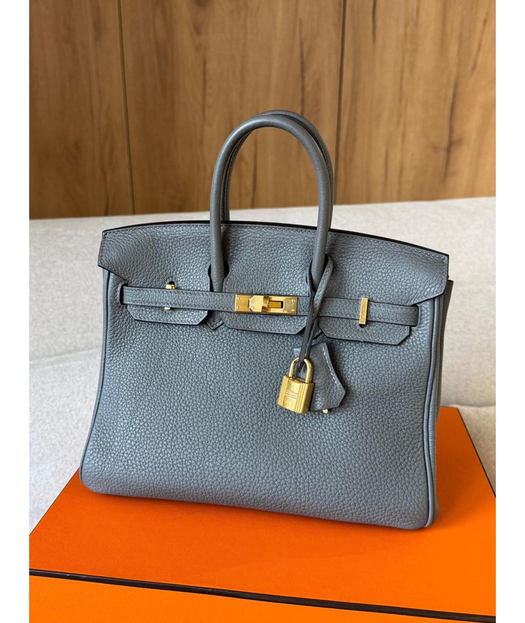 HERMES Серая кожаная сумка через плечо, фото 4