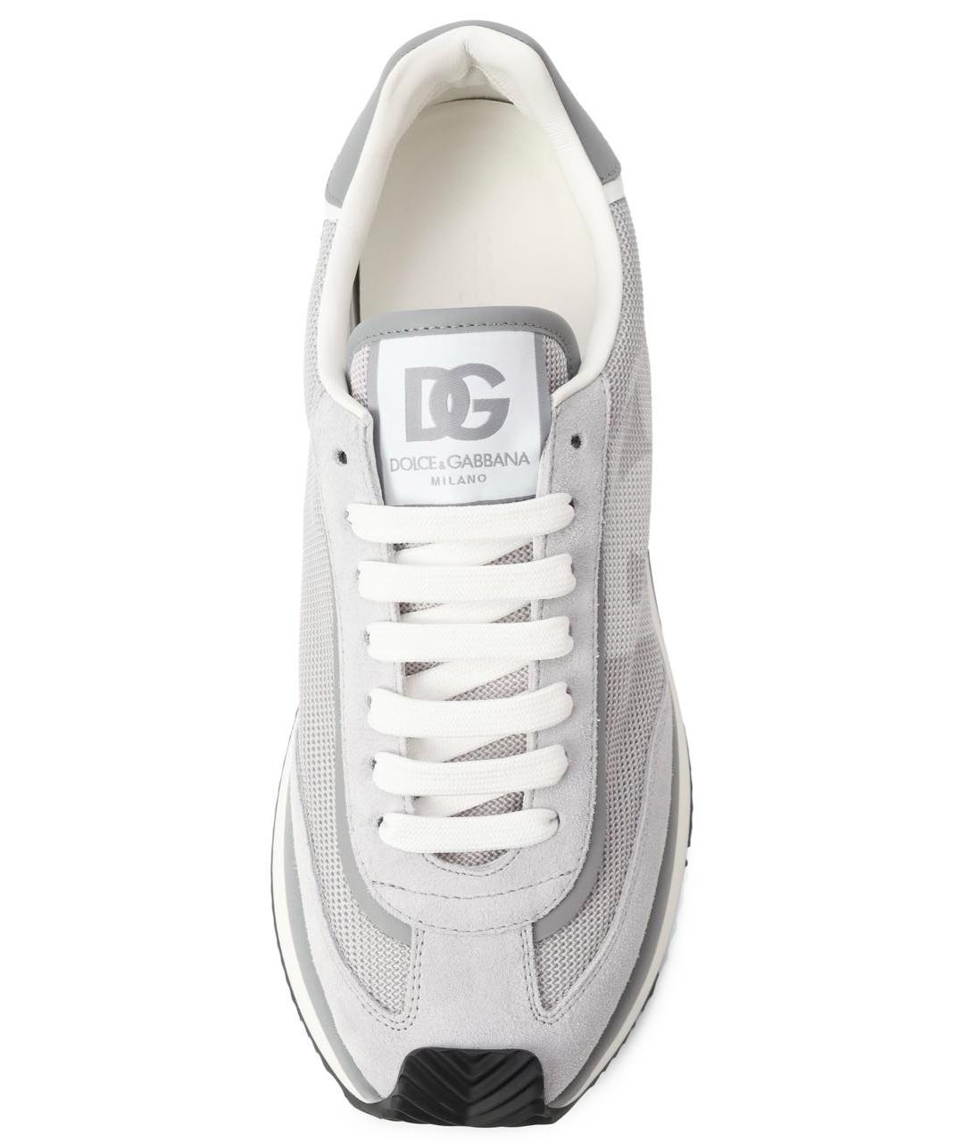 DOLCE&GABBANA Серые кожаные низкие кроссовки / кеды, фото 3