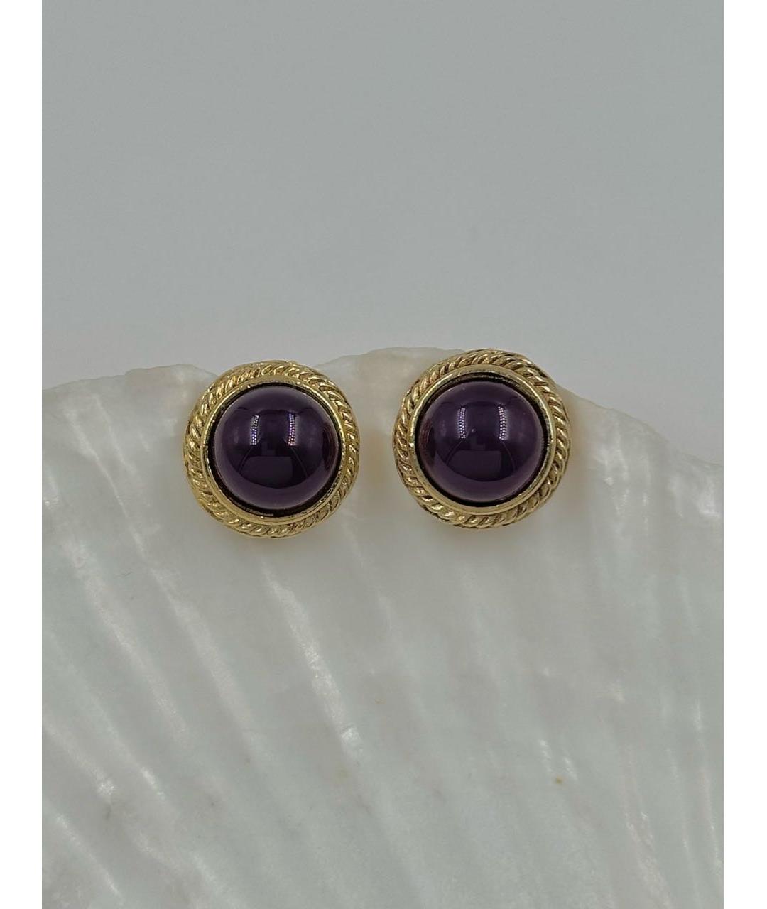 GIVENCHY Фиолетовые позолоченные клипсы, фото 8