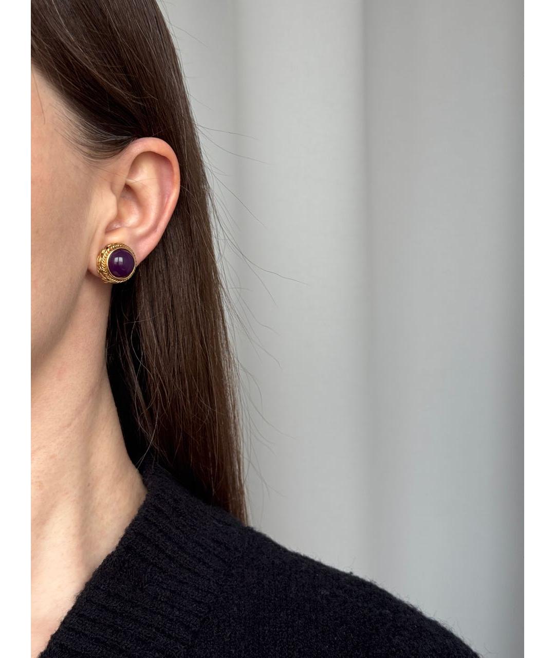 GIVENCHY Фиолетовые позолоченные клипсы, фото 7