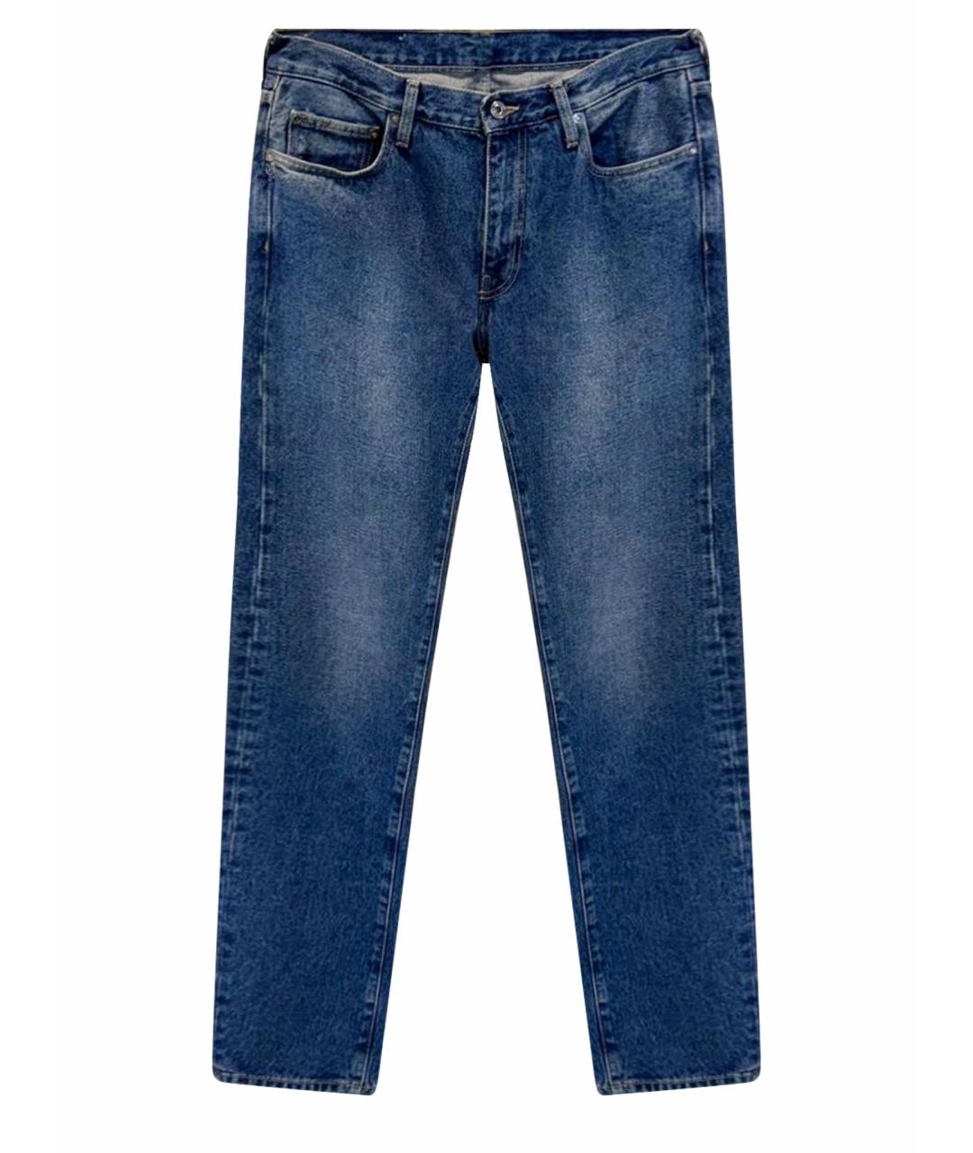 OFF-WHITE Синие хлопковые прямые джинсы, фото 1