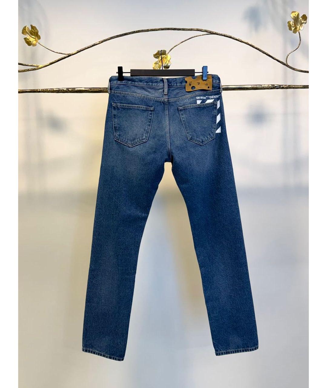 OFF-WHITE Синие хлопковые прямые джинсы, фото 2