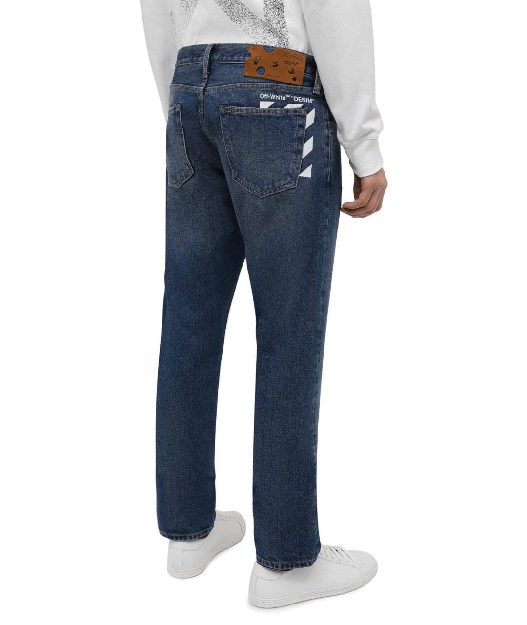 OFF-WHITE Синие хлопковые прямые джинсы, фото 8