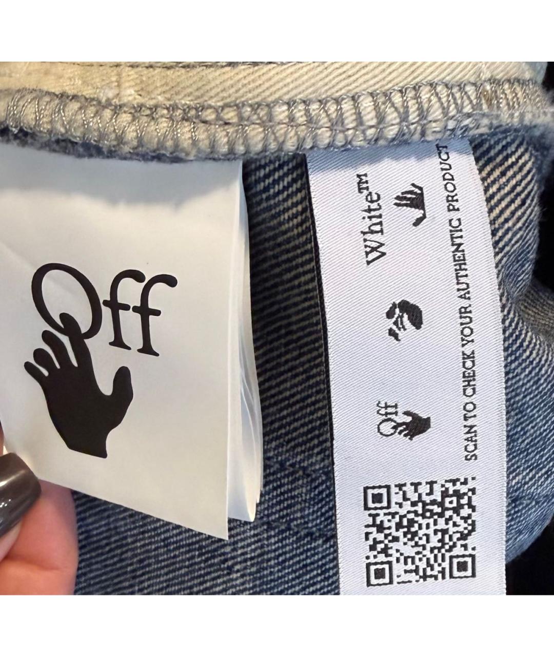 OFF-WHITE Синие хлопковые прямые джинсы, фото 5