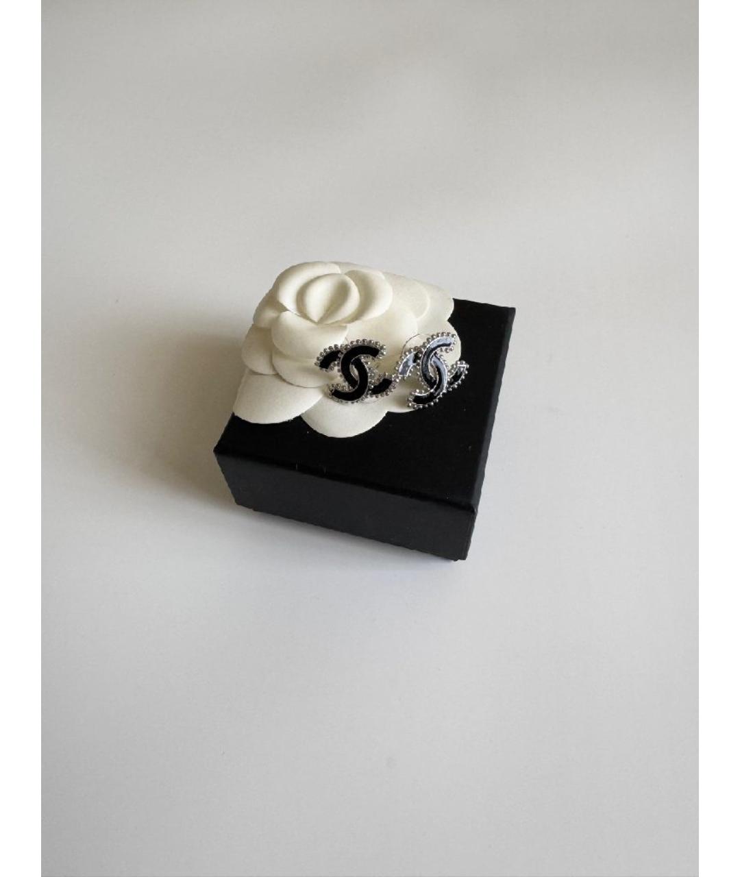 CHANEL Черные металлические серьги, фото 2