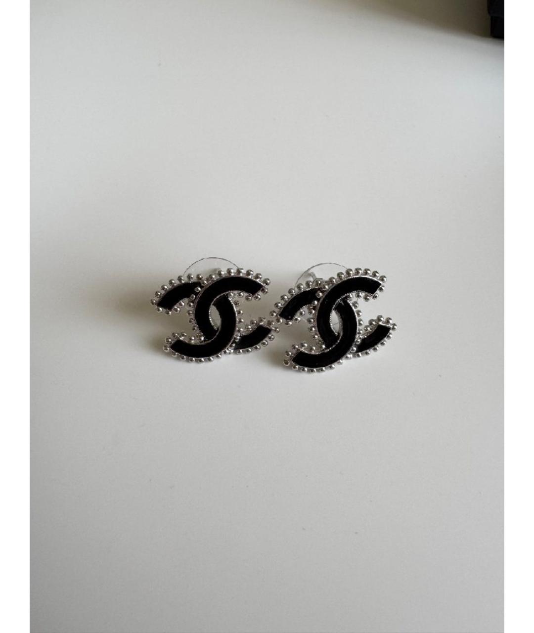 CHANEL Черные металлические серьги, фото 4