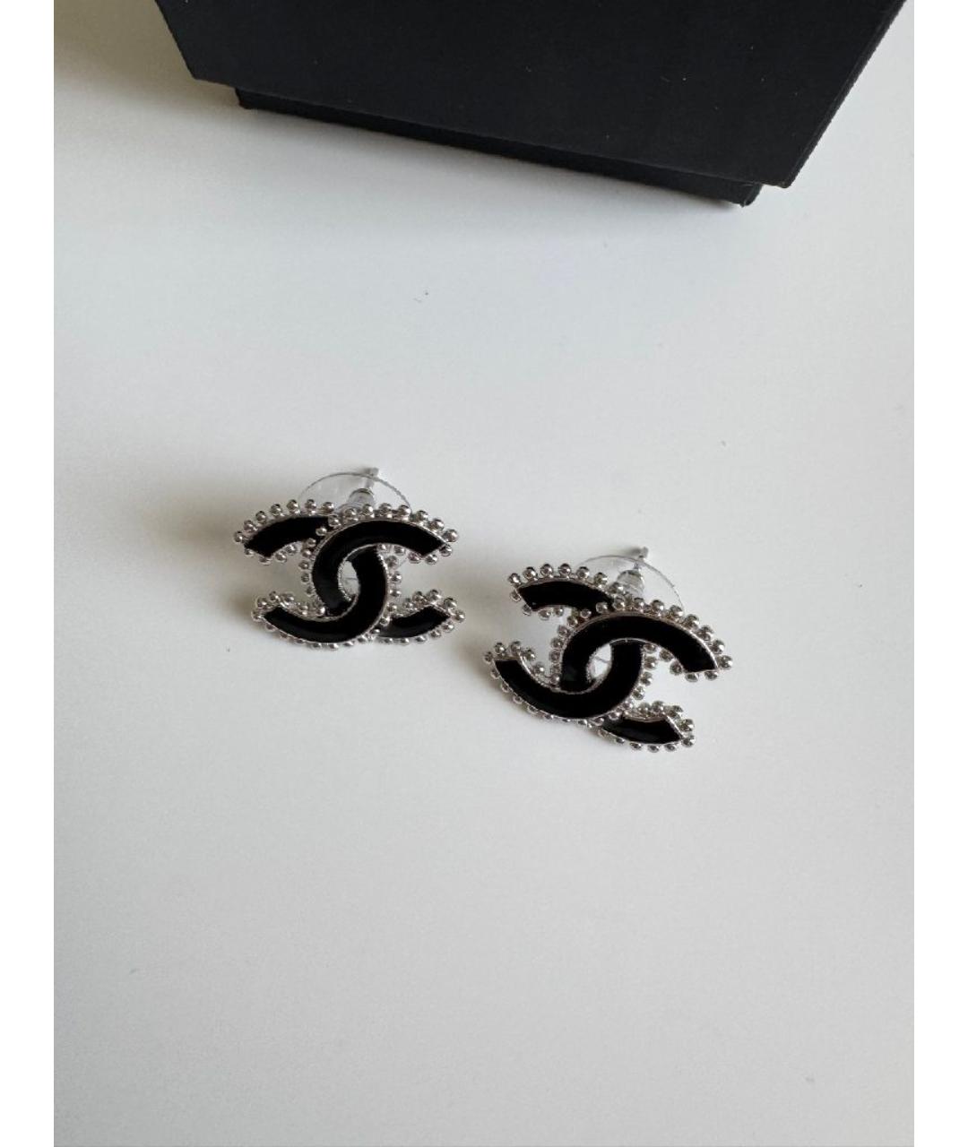 CHANEL Черные металлические серьги, фото 7