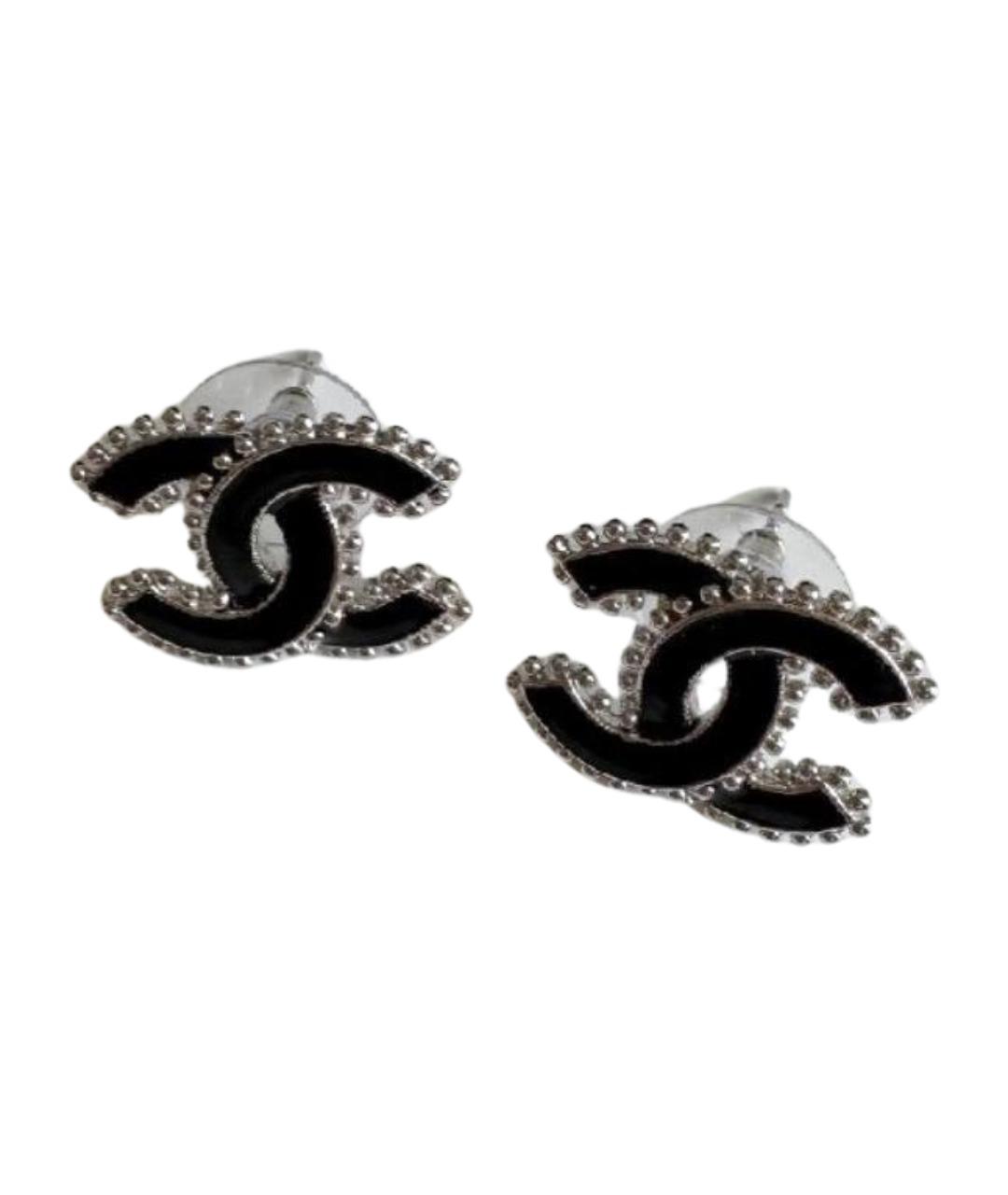 CHANEL Черные металлические серьги, фото 1