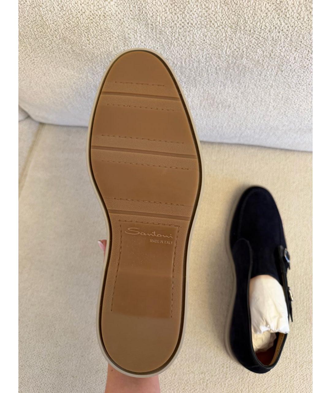 SANTONI Темно-синие замшевые лоферы, фото 7