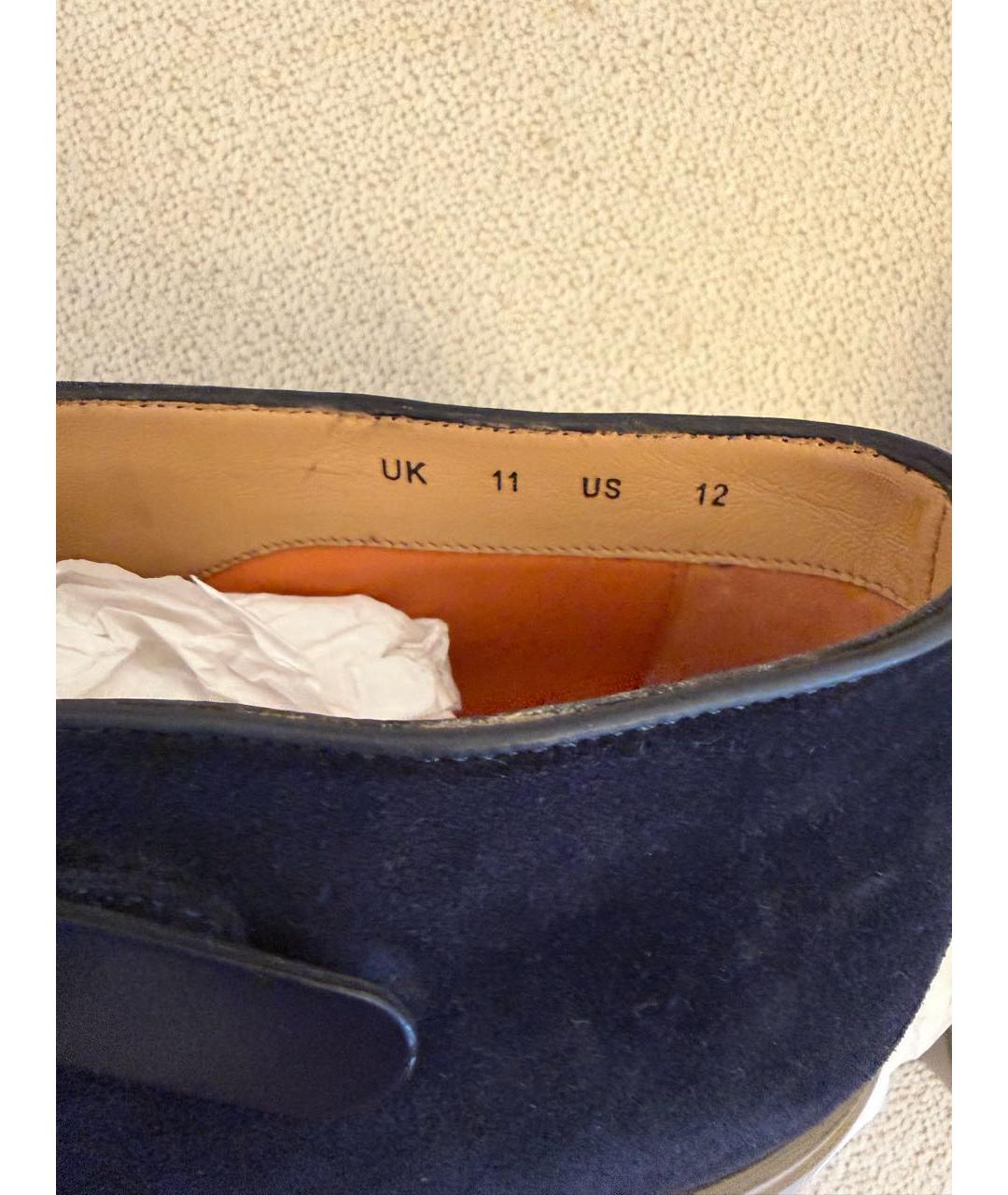 SANTONI Темно-синие замшевые лоферы, фото 6
