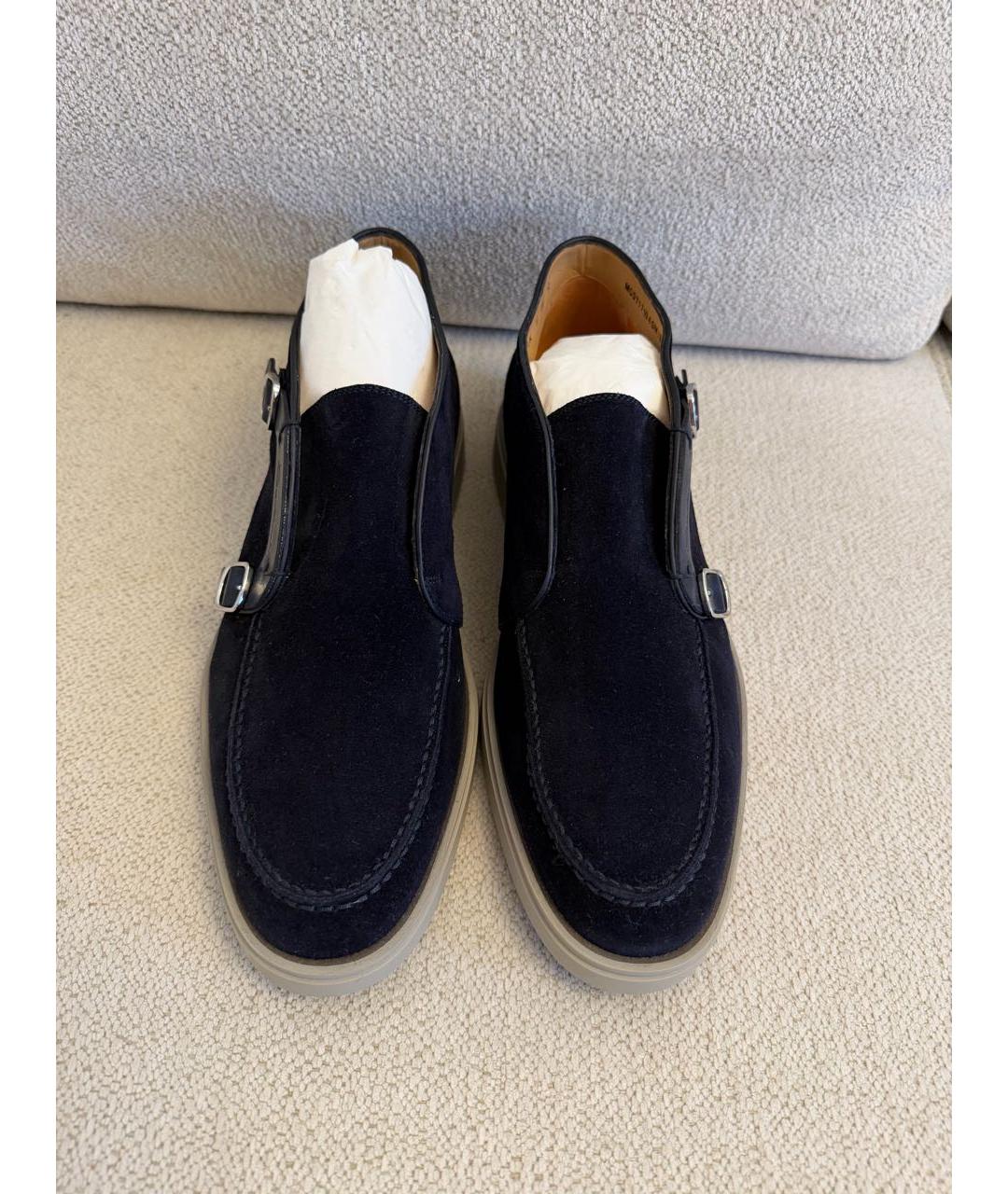 SANTONI Темно-синие замшевые лоферы, фото 2