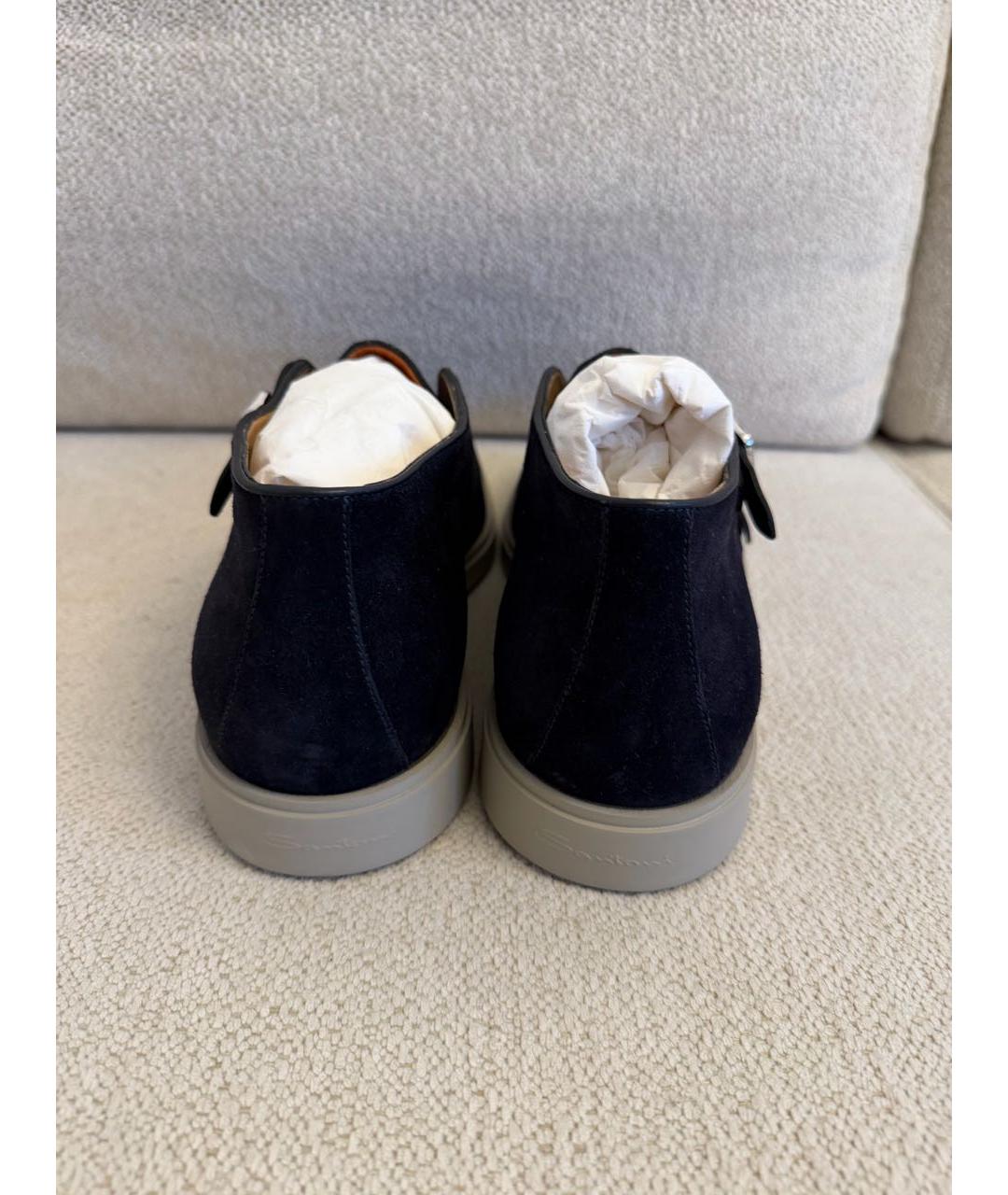 SANTONI Темно-синие замшевые лоферы, фото 4