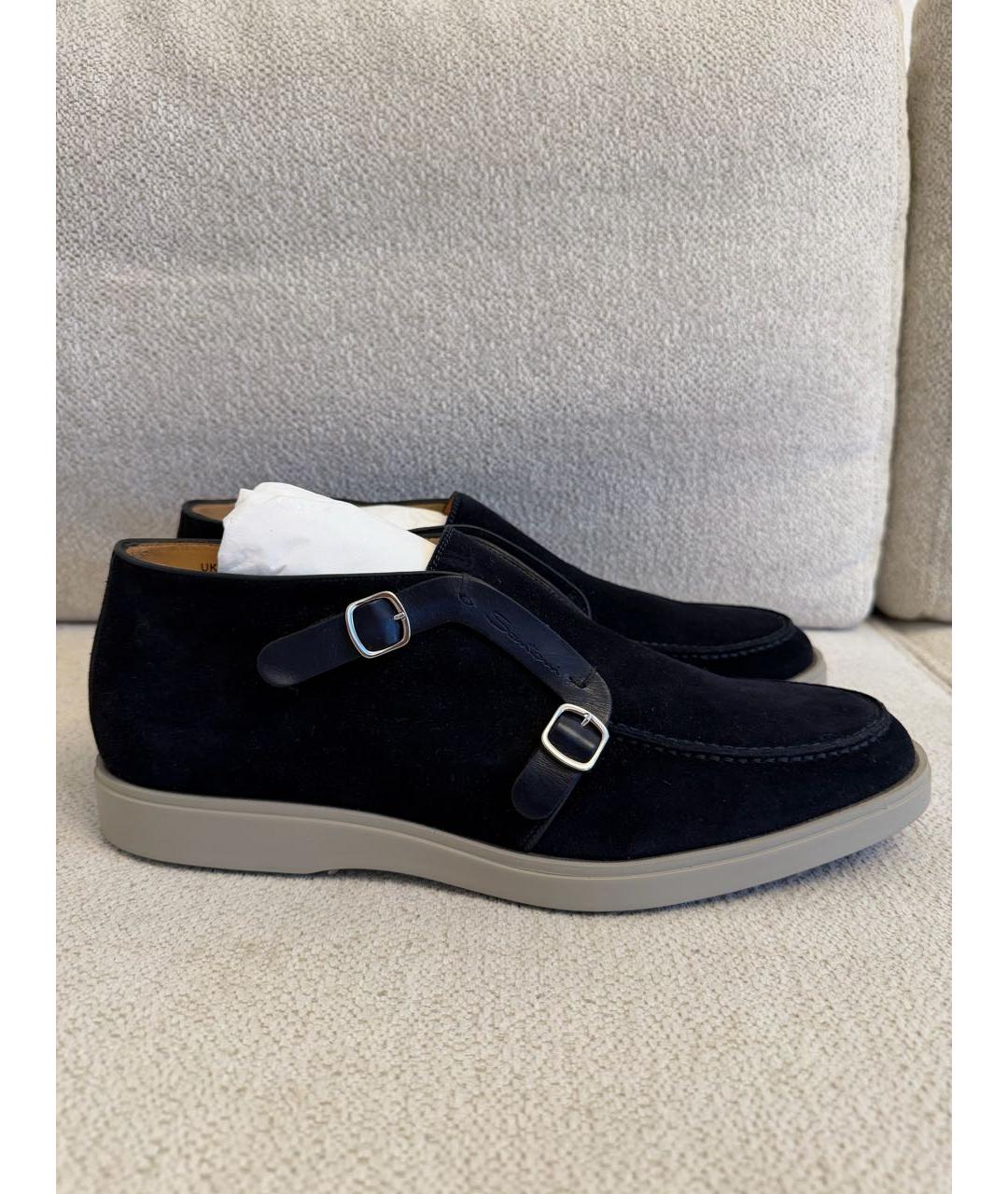 SANTONI Темно-синие замшевые лоферы, фото 9