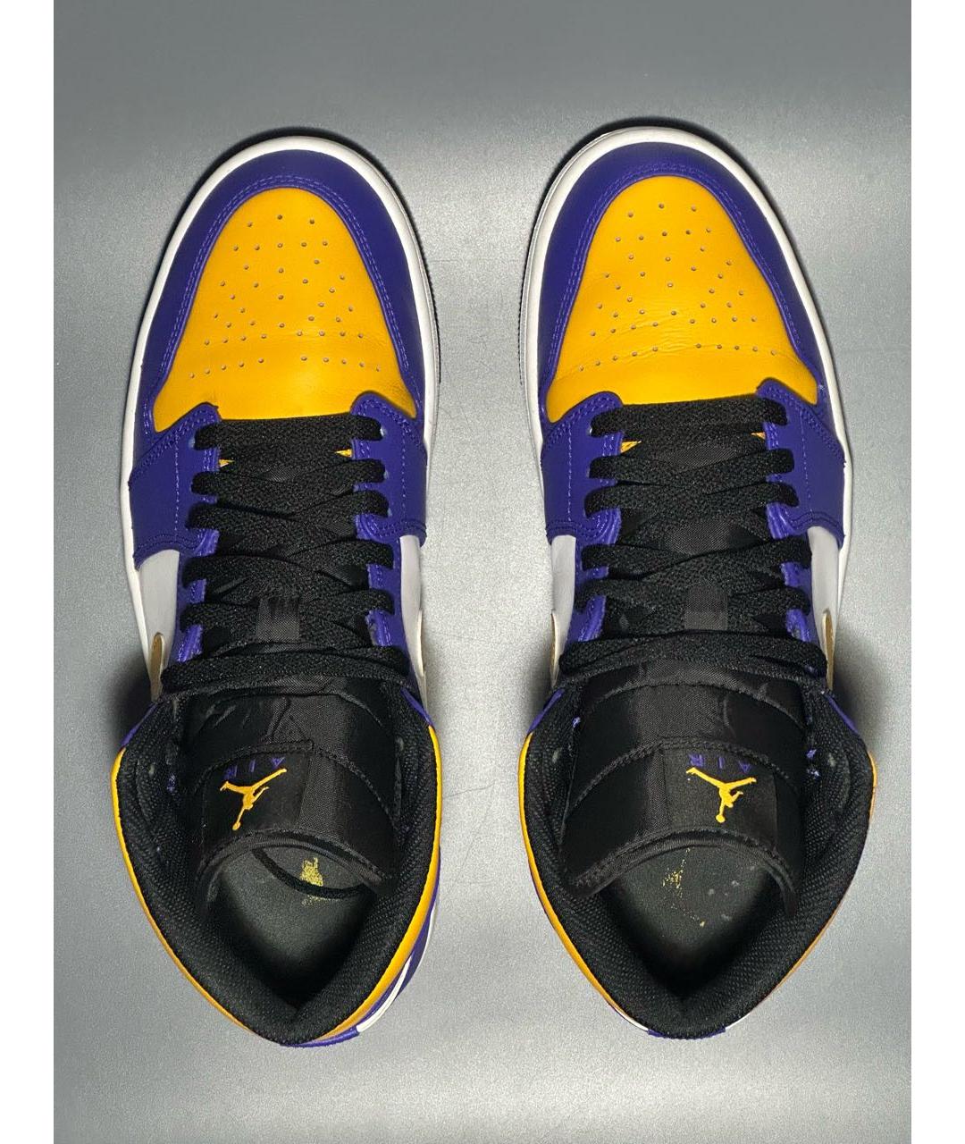 JORDAN Фиолетовые кожаные высокие кроссовки / кеды, фото 3