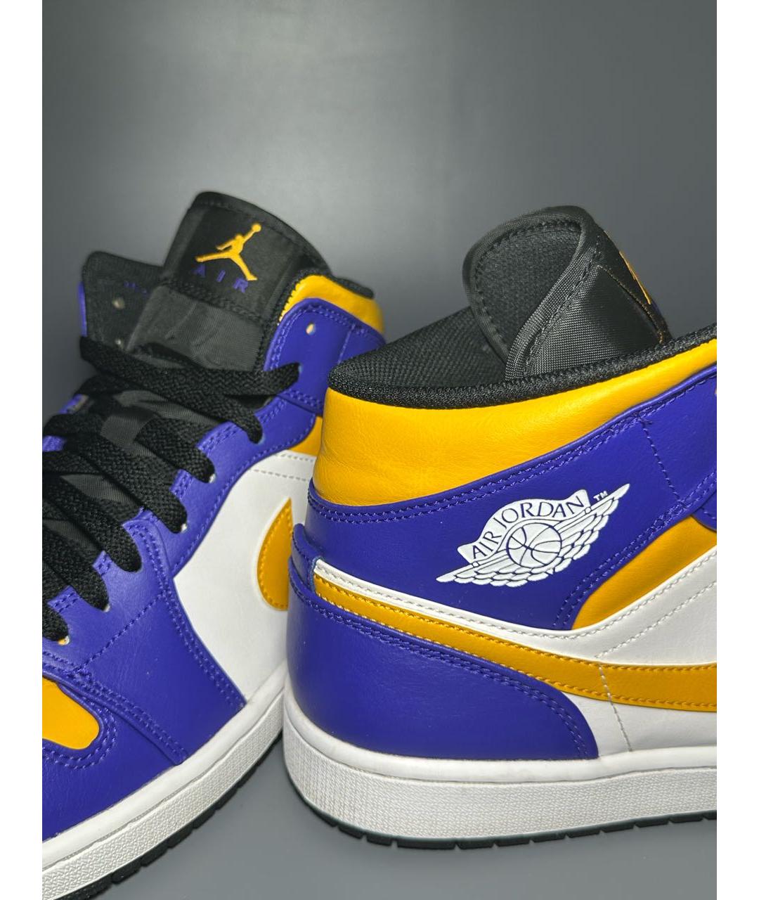 JORDAN Фиолетовые кожаные высокие кроссовки / кеды, фото 8